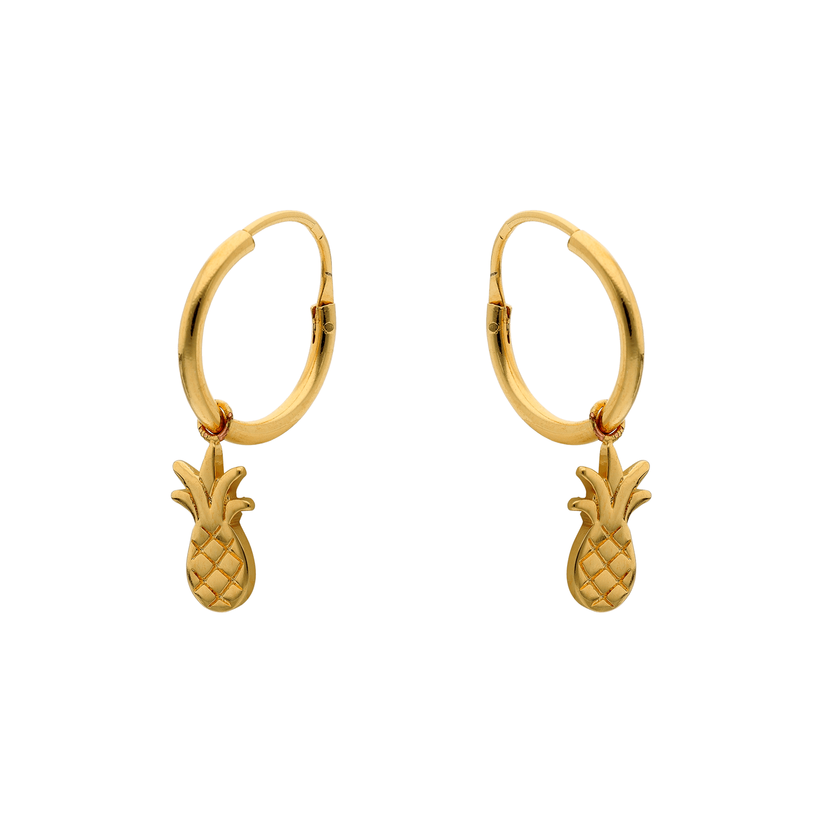 Boucles d'Oreilles Plaqué or Créoles Pendentif ananas