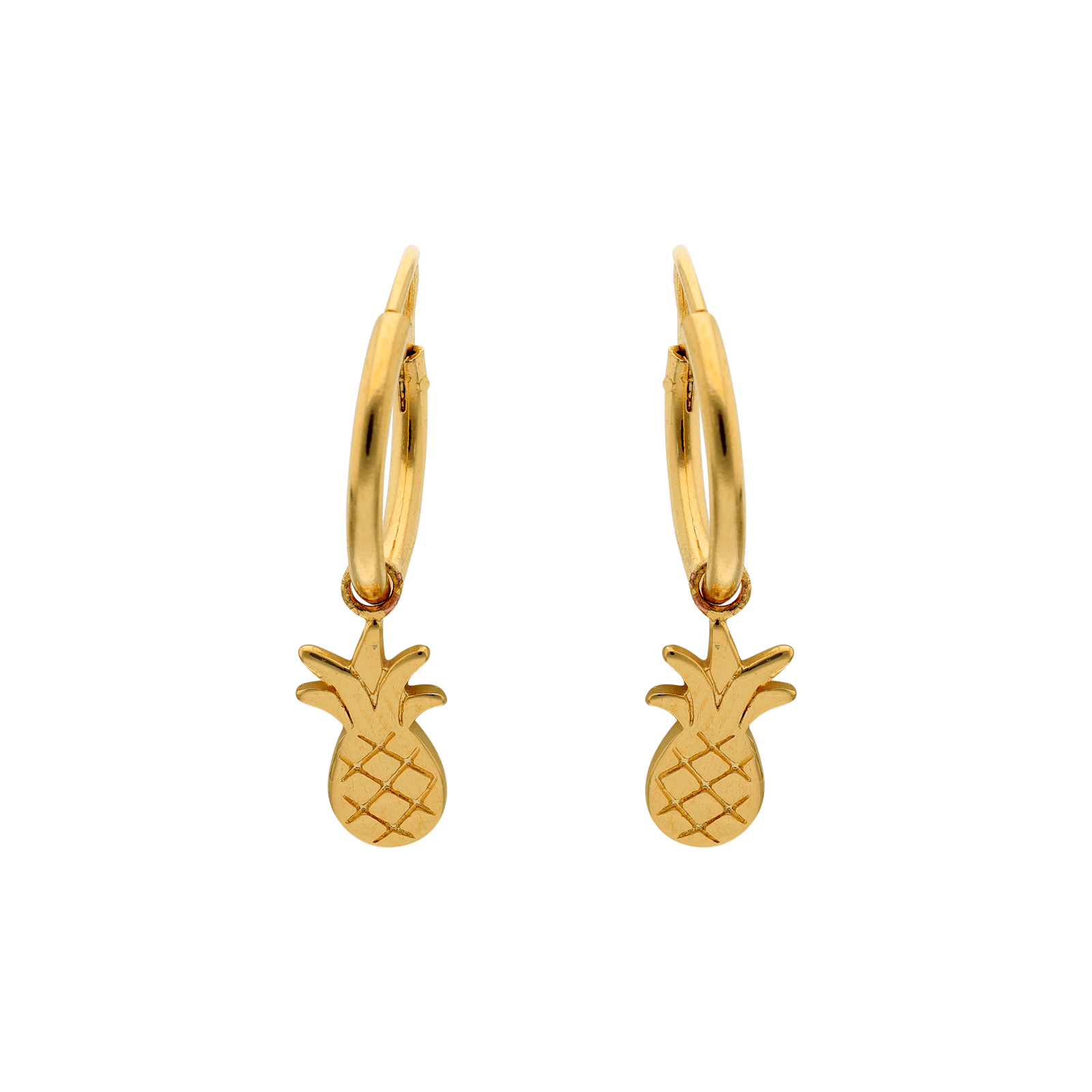 Boucles d'Oreilles Plaqué or Créoles Pendentif ananas