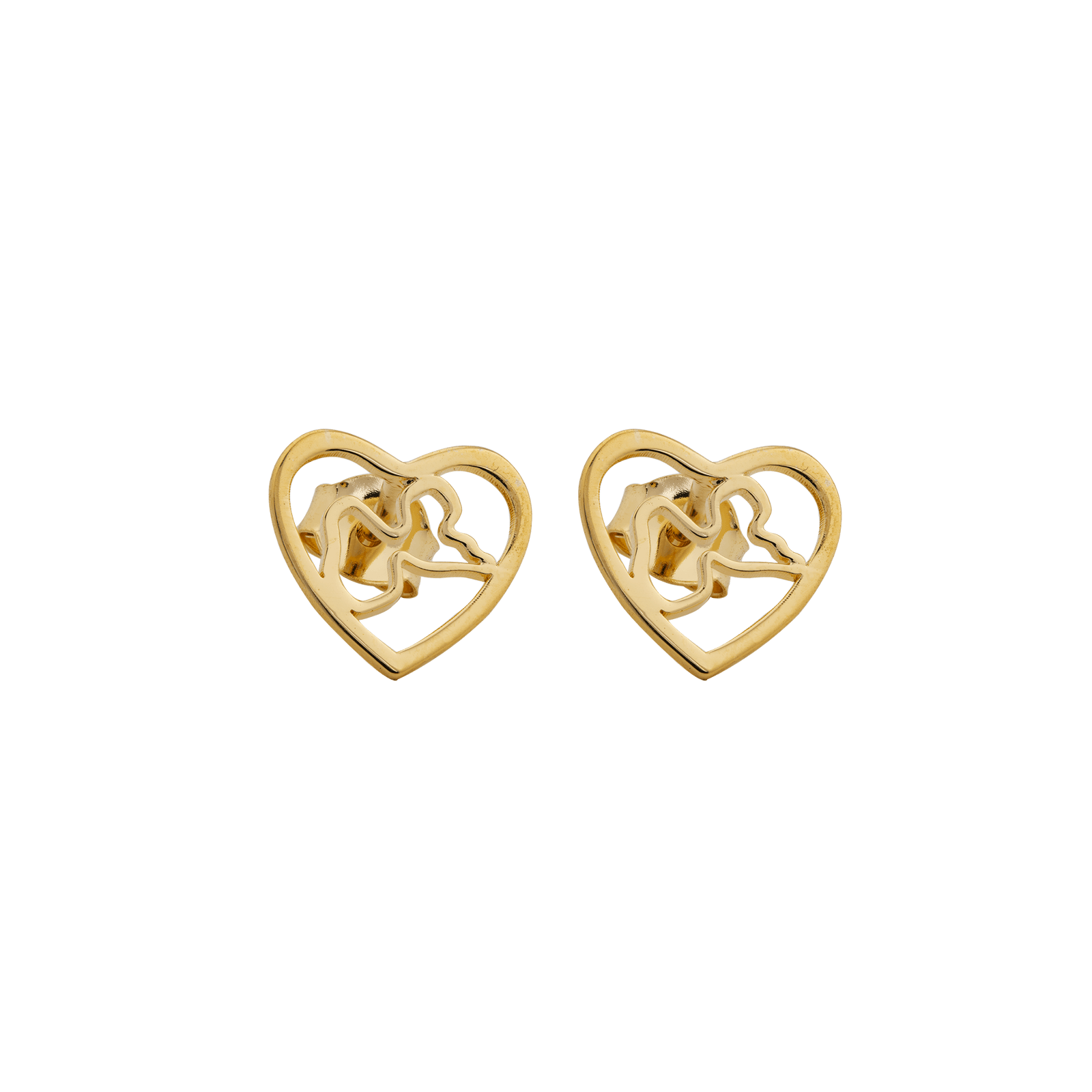 Boucles D'oreilles Plaqué Or Cœur Carte Guadeloupe 10mm