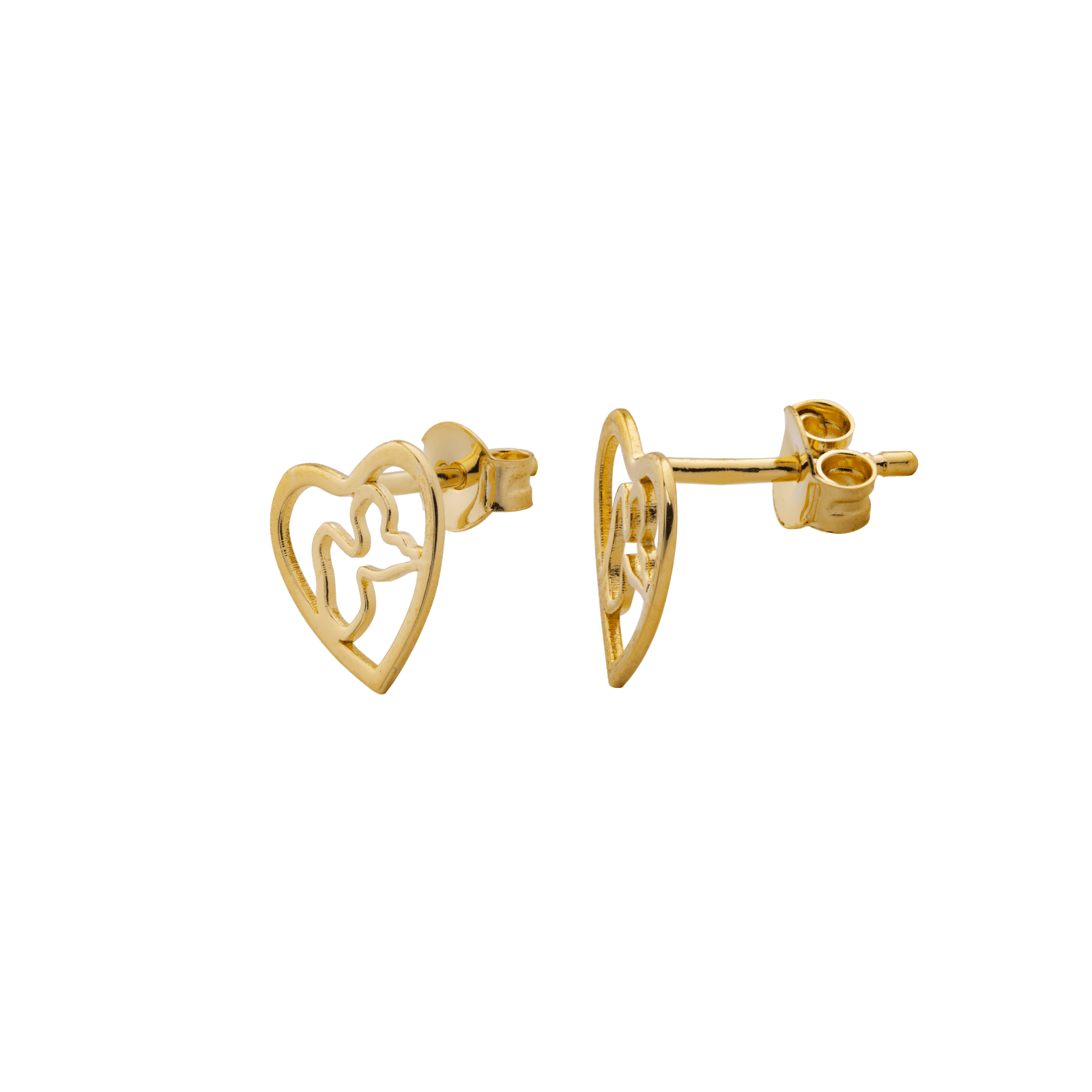 Boucles D'oreilles Plaqué Or Cœur Carte Guadeloupe 10mm