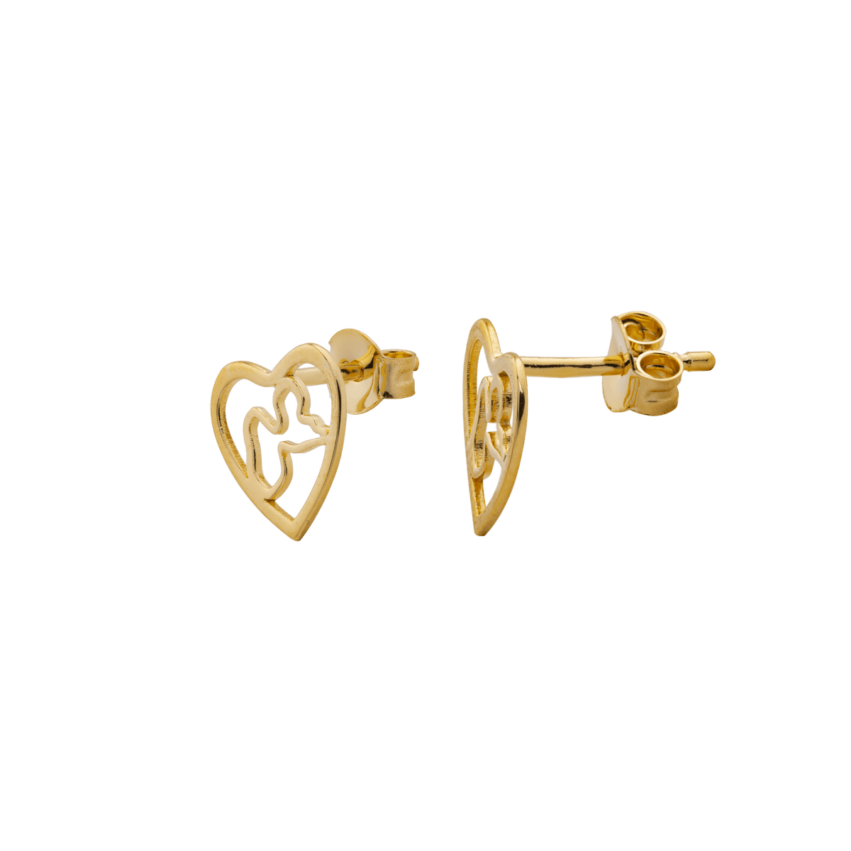 Boucles D'oreilles Plaqué Or Cœur Carte Guadeloupe 10mm