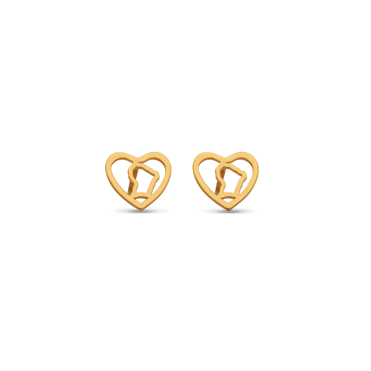 Boucles D'oreilles Plaqué Or Cœur Carte Guyane 10mm