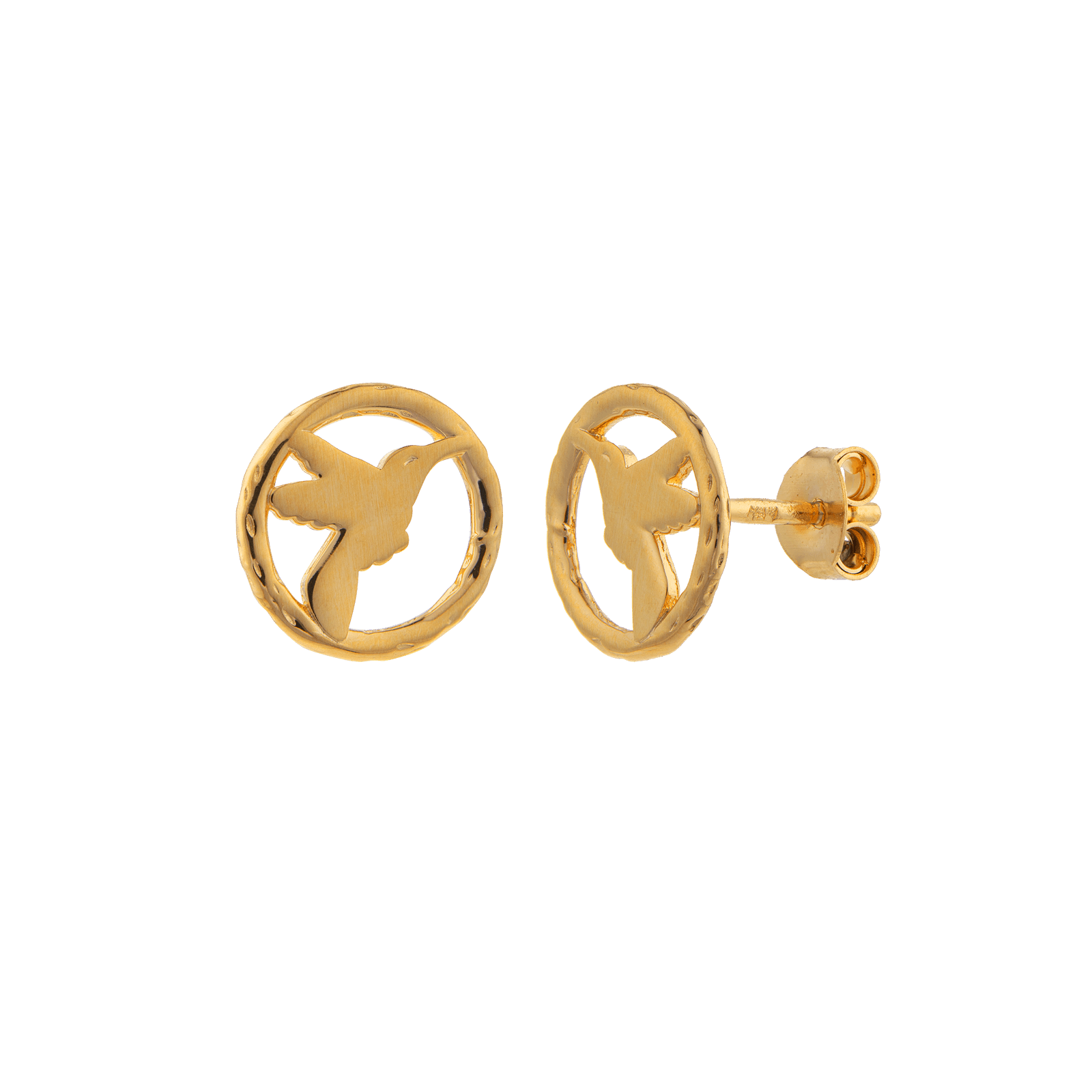 Boucles D'oreilles Plaqué Or Colibri Origami