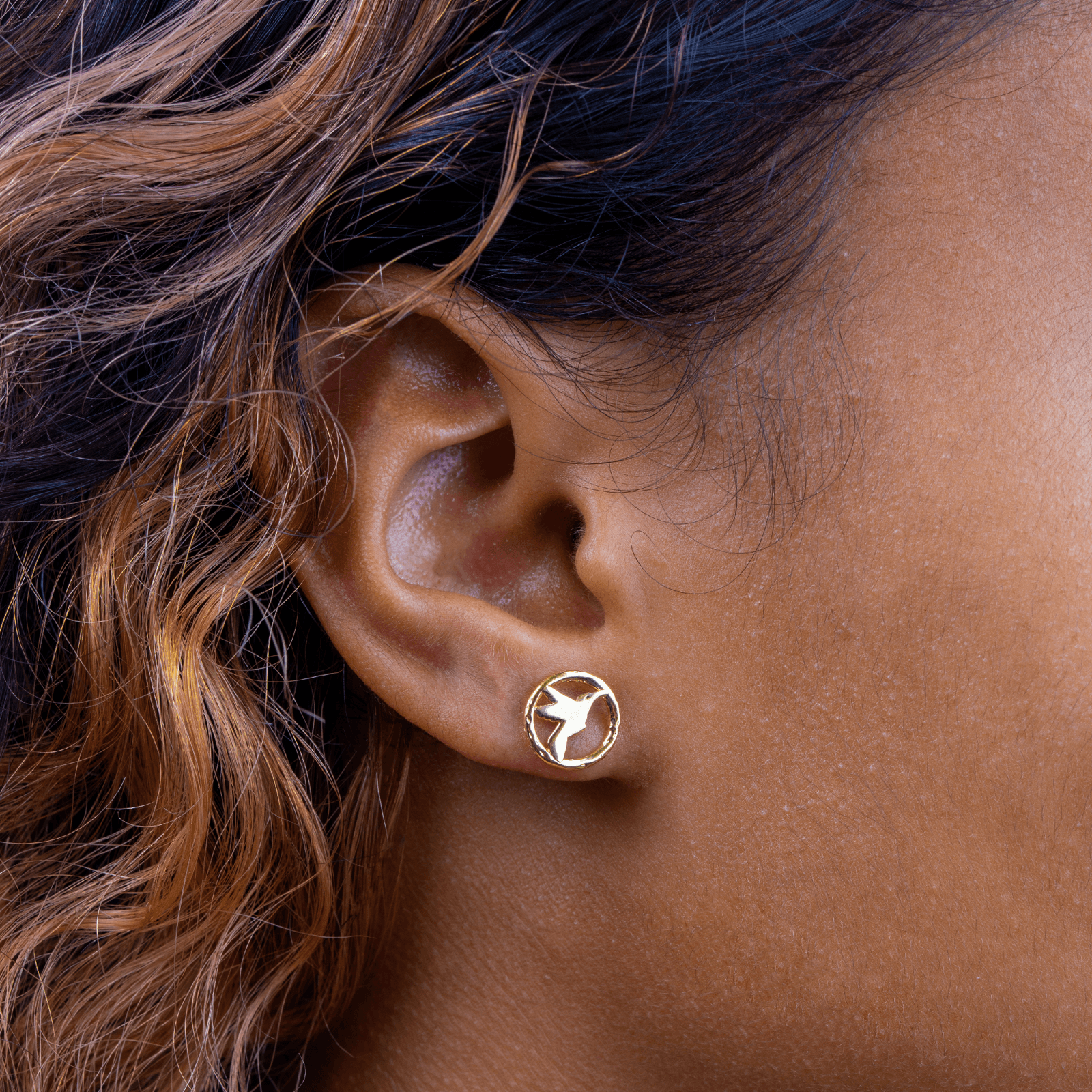 Boucles D'oreilles Plaqué Or Colibri Origami
