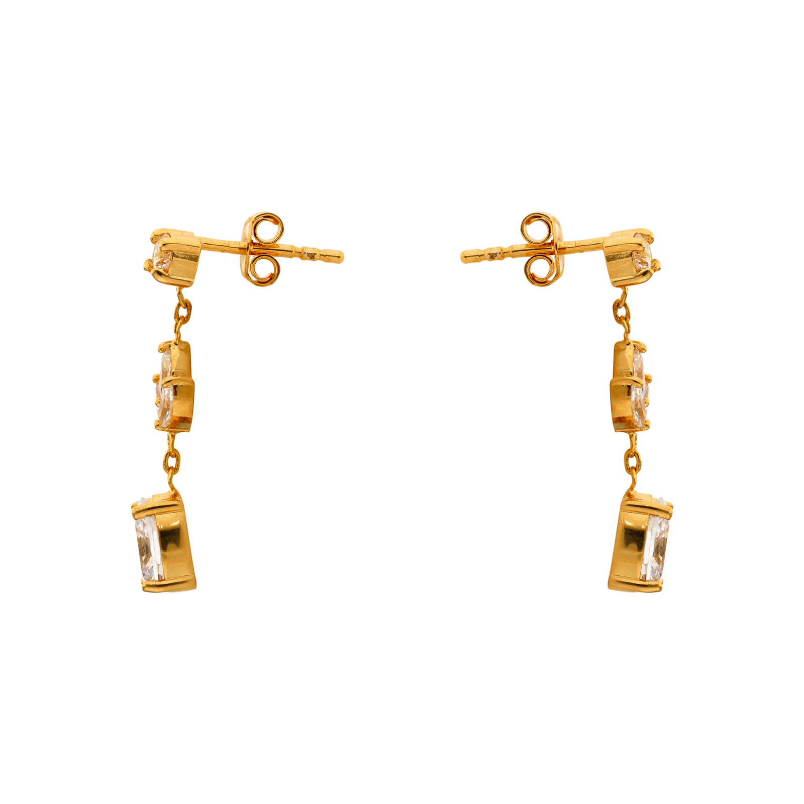 Boucles d'Oreilles Plaqué or pendantes Oxyde de Zirconium blancs
