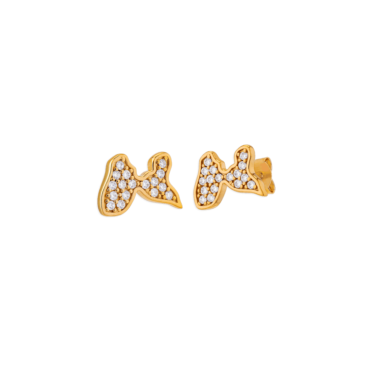 Boucles D'oreilles Plaqué Or Carte Guadeloupe Zirconium 8.3*12.5mm