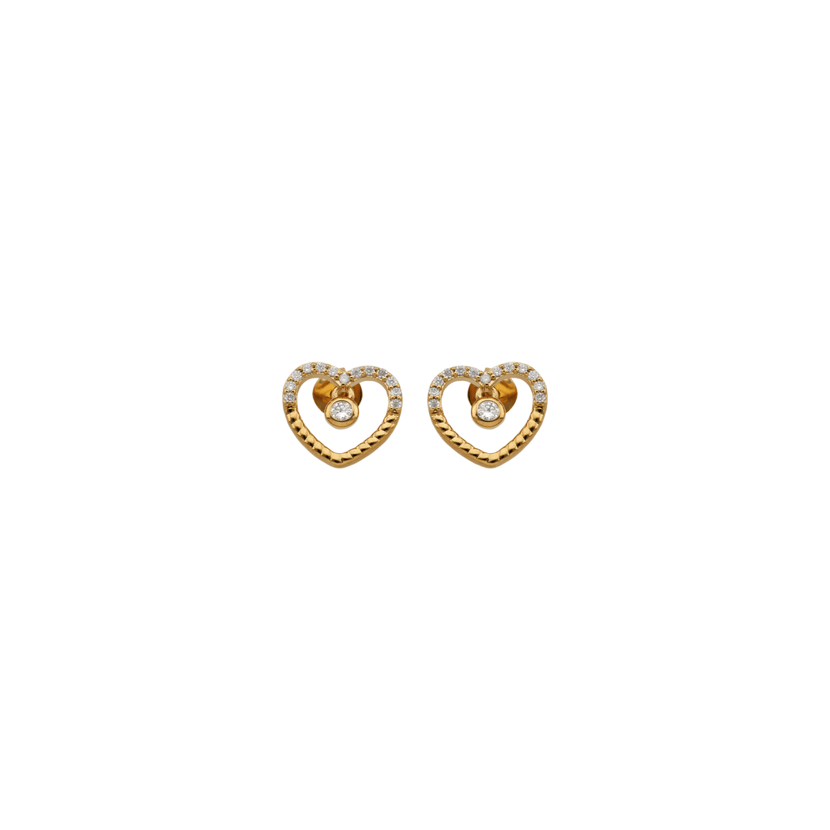 Boucles D'oreilles Plaqué Or Cœur Zirconium 11mm