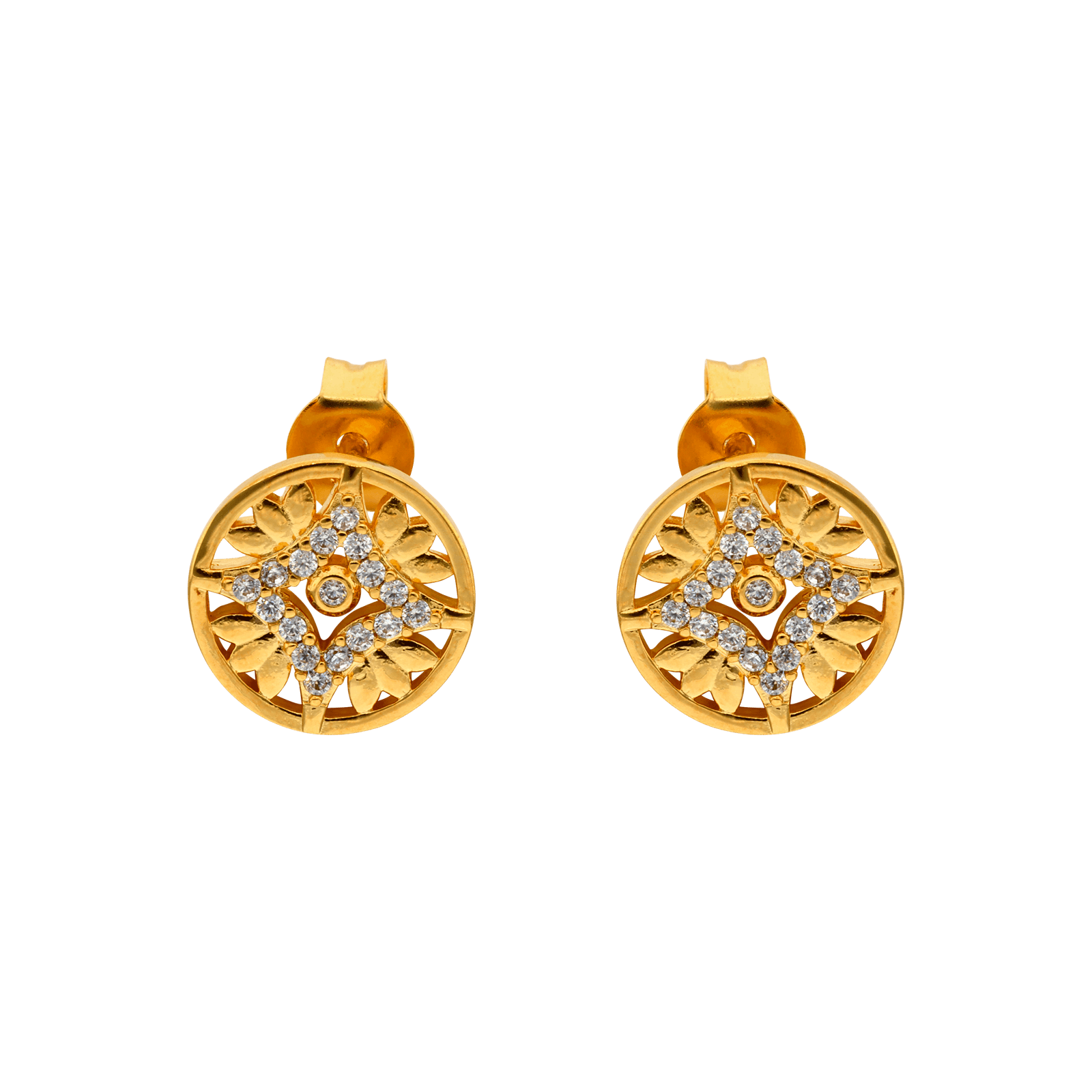 Boucles d'Oreilles Plaque Or sertie Oxyde de Zirconium