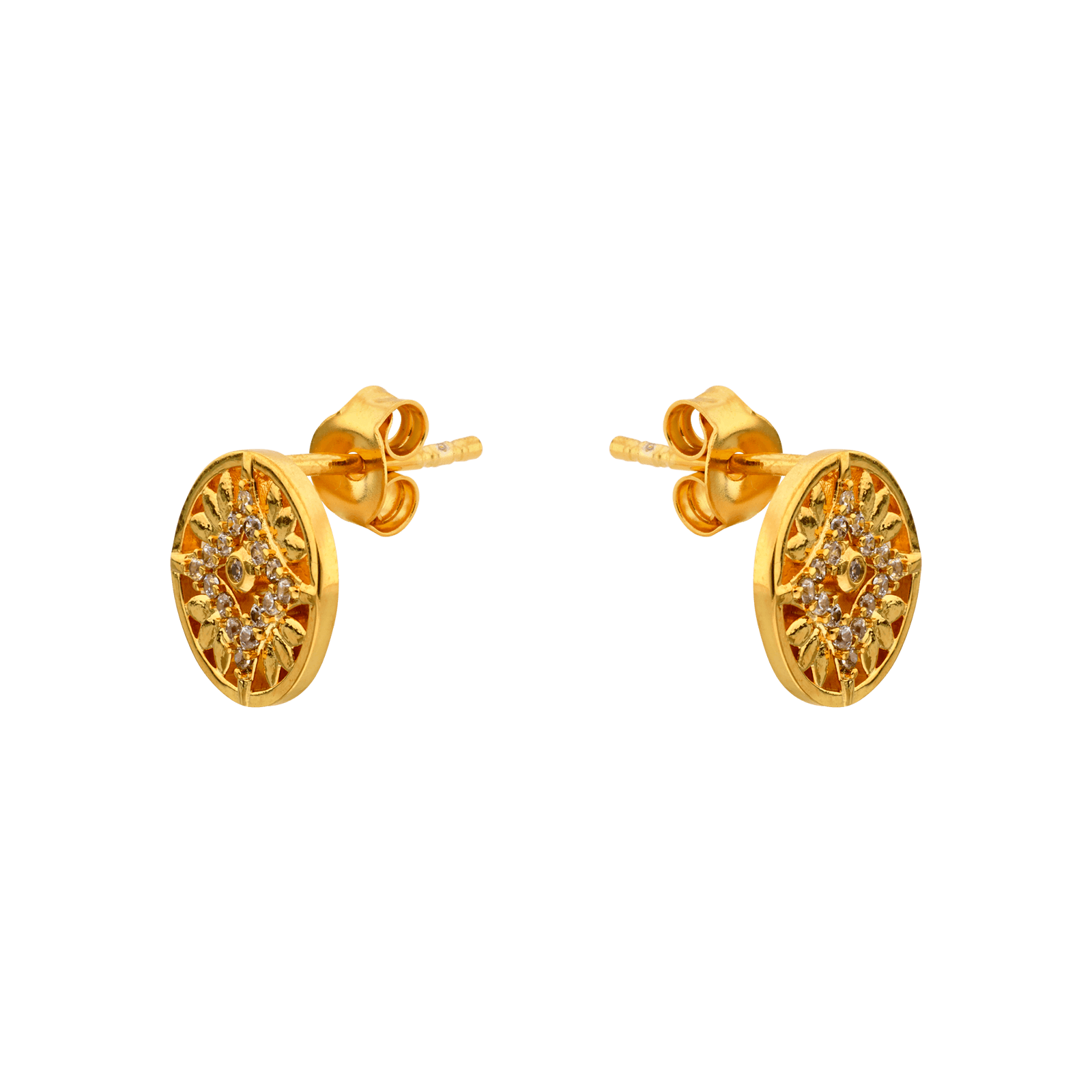 Boucles d'Oreilles Plaque Or sertie Oxyde de Zirconium