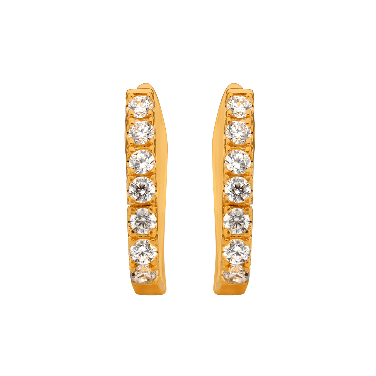 Créoles Plaqué Or Ovales Zirconium 2mm Serti Griffes 16*20mm Tube 3mm