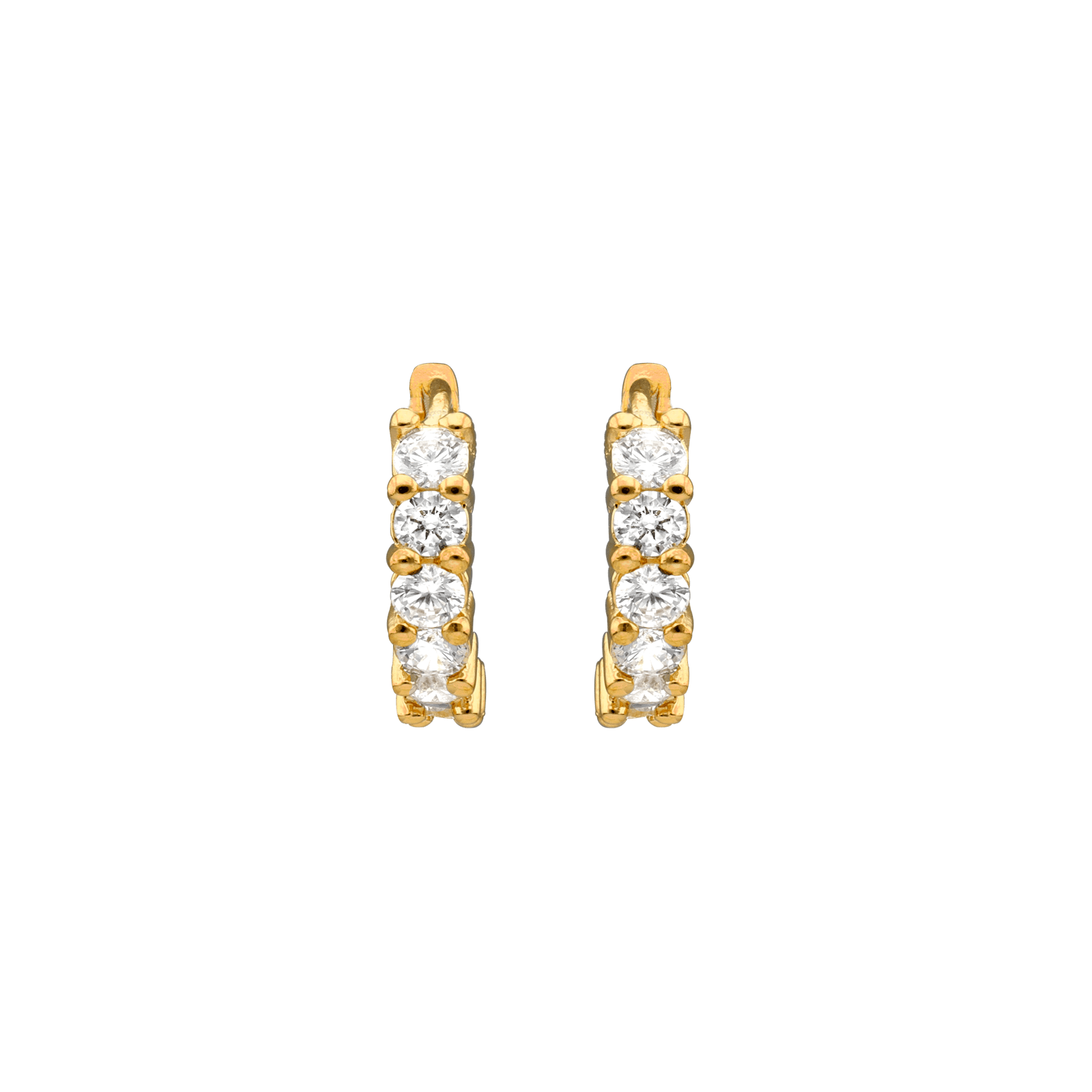 Créoles Zirconium Serti Griffes 16mm Plaqué Or