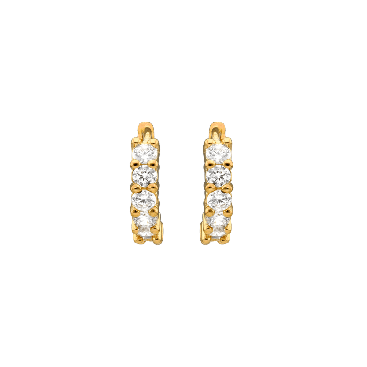 Créoles Plaqué Or Zirconium Serti Griffes 16mm Tube 3mm