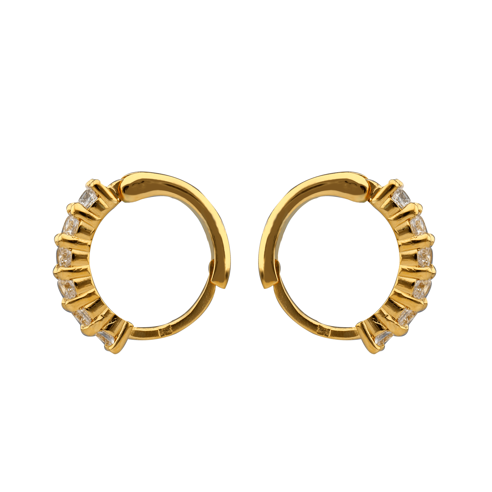 Créoles Zirconium Serti Griffes 16mm Plaqué Or