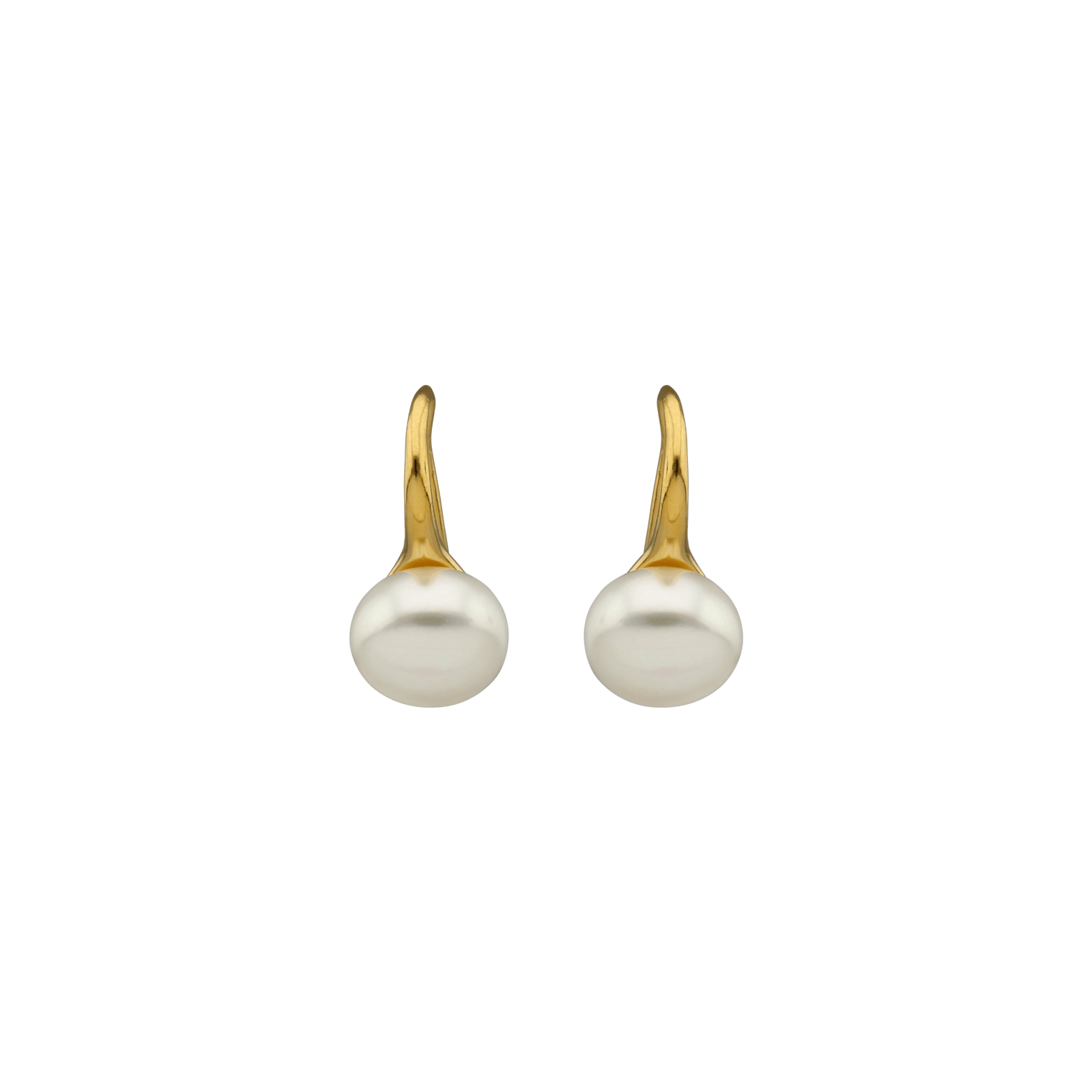 Boucles D'oreilles Perle 8mm Pendant 15mm Plaqué Or