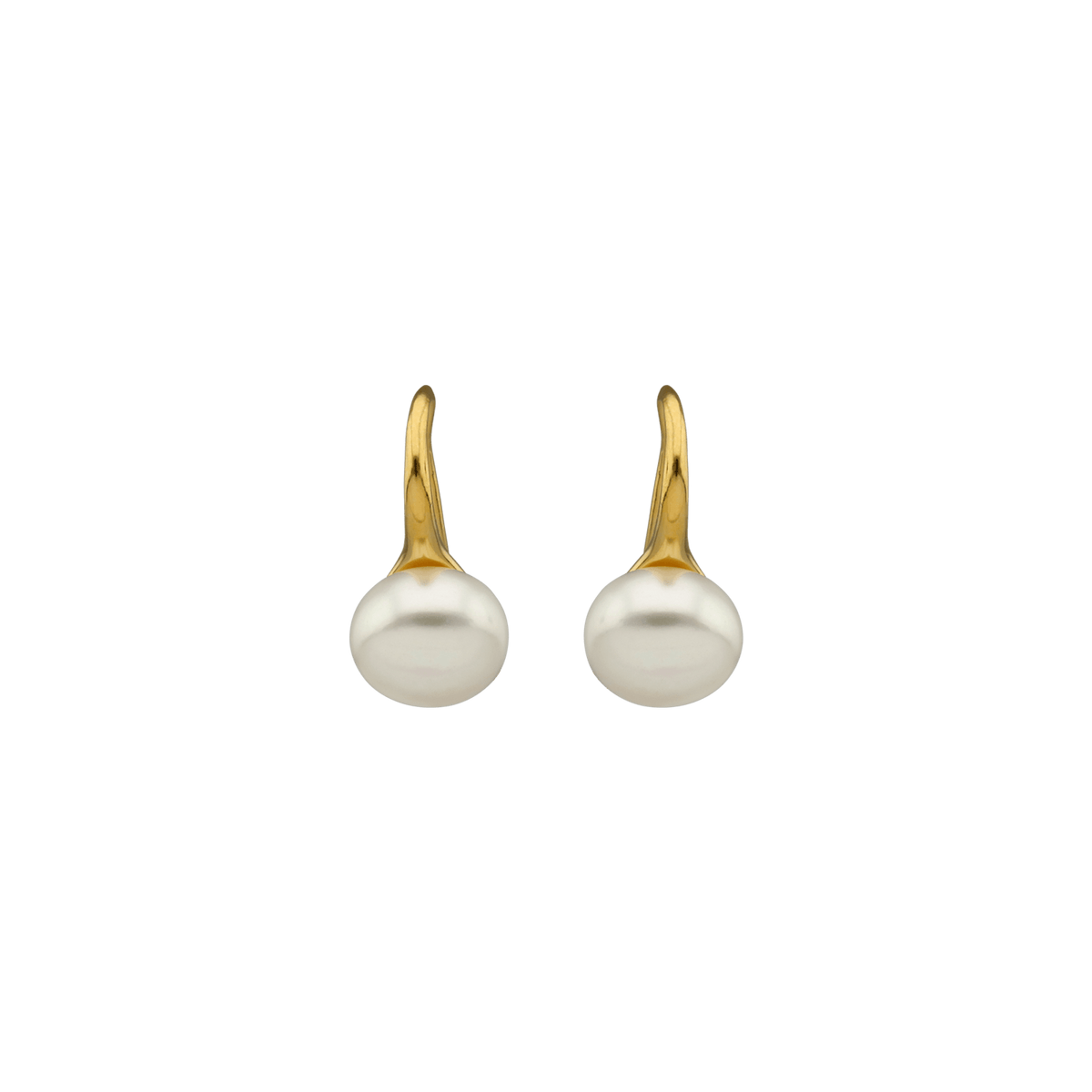Boucles D'oreilles Plaqué Or Perle Culture Bouton 8mm Pendant 15mm