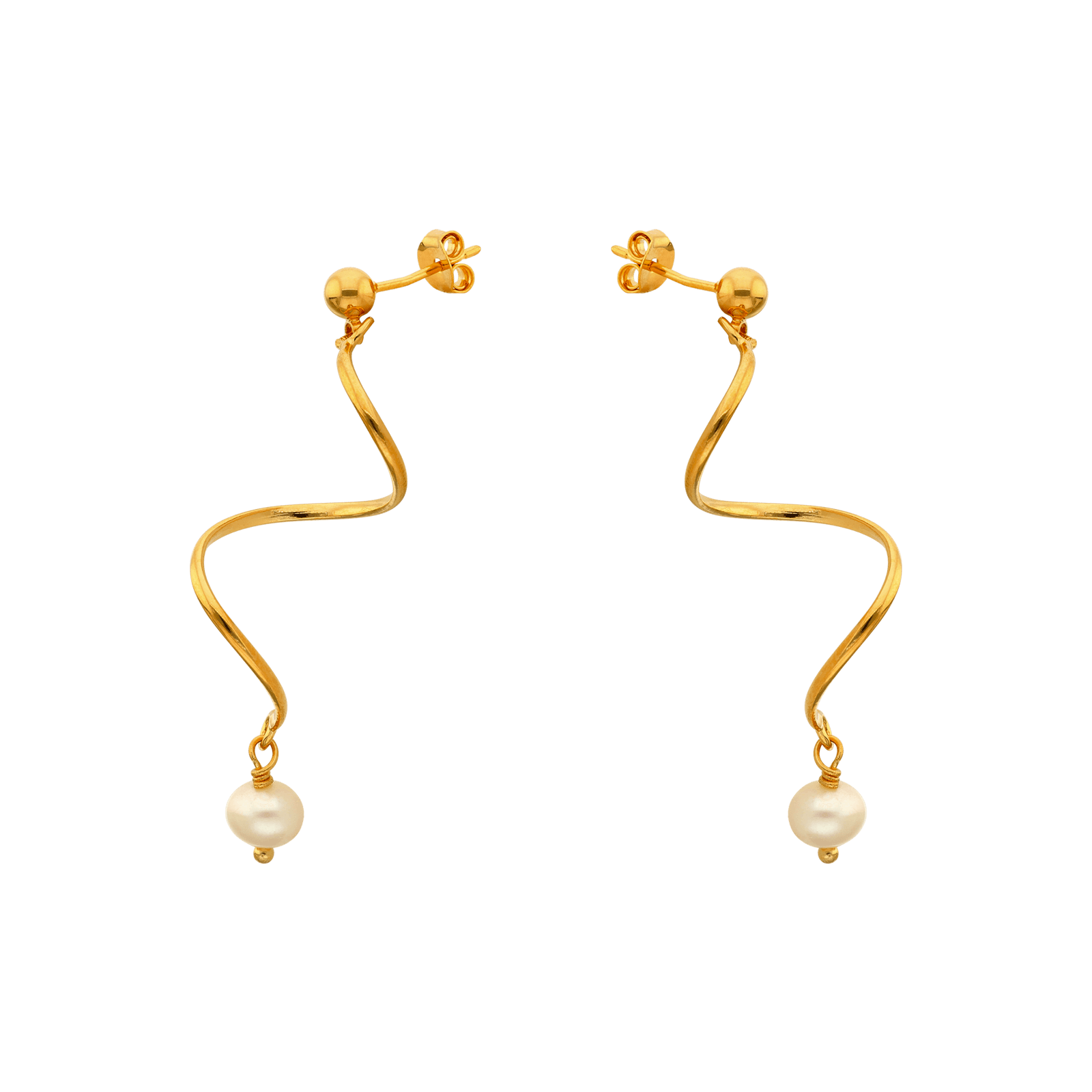boucle d'oreille Plaque Or pendante et Perle