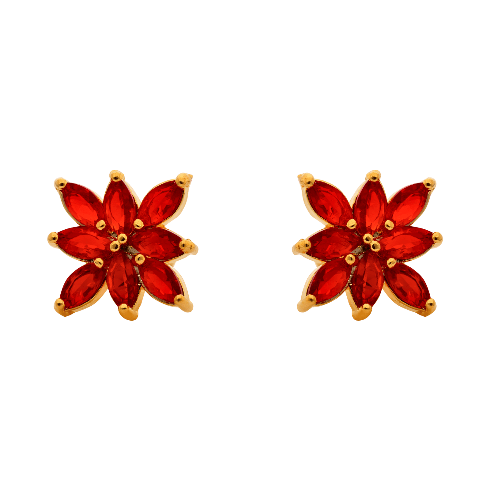 boucle d'oreille Plaque Or oxydes rouge