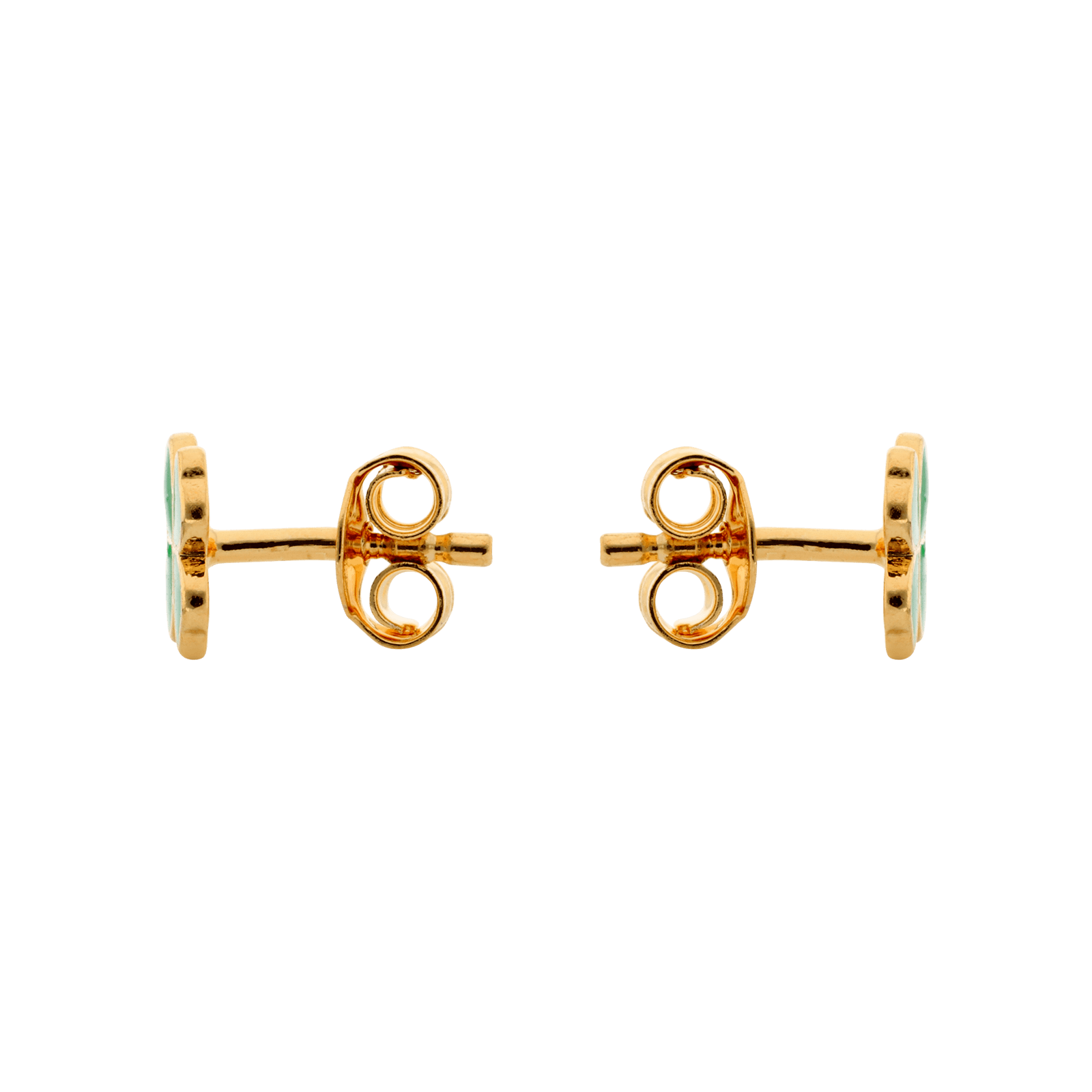 Boucles d'Oreilles Plaqué or Enfant Trèfle Émaillé vert