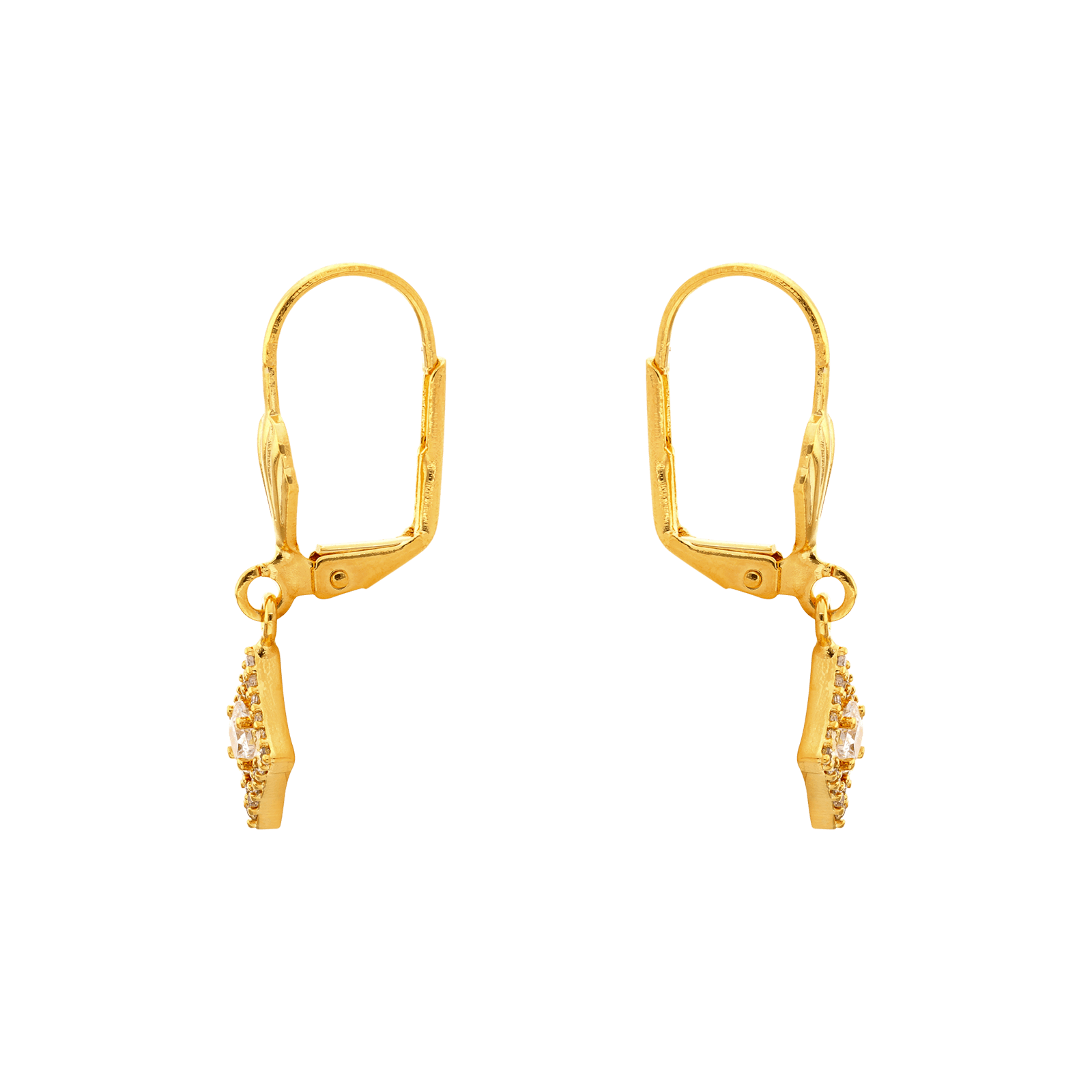 boucle d'oreille Plaque Or dormeuse losange serti Oxyde de Zirconium