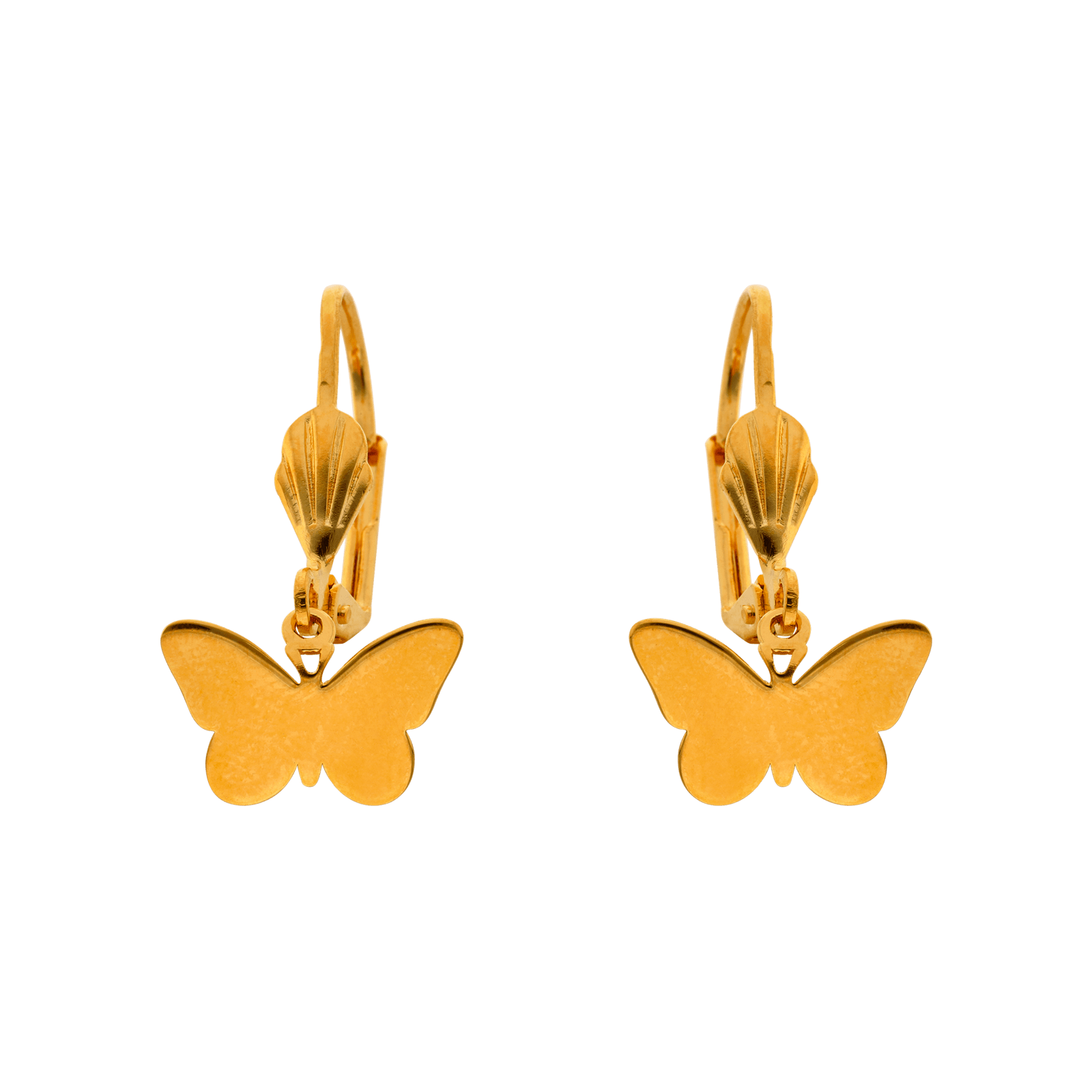 boucle d'oreille Plaque Or Dormeuse Papillon Lisse