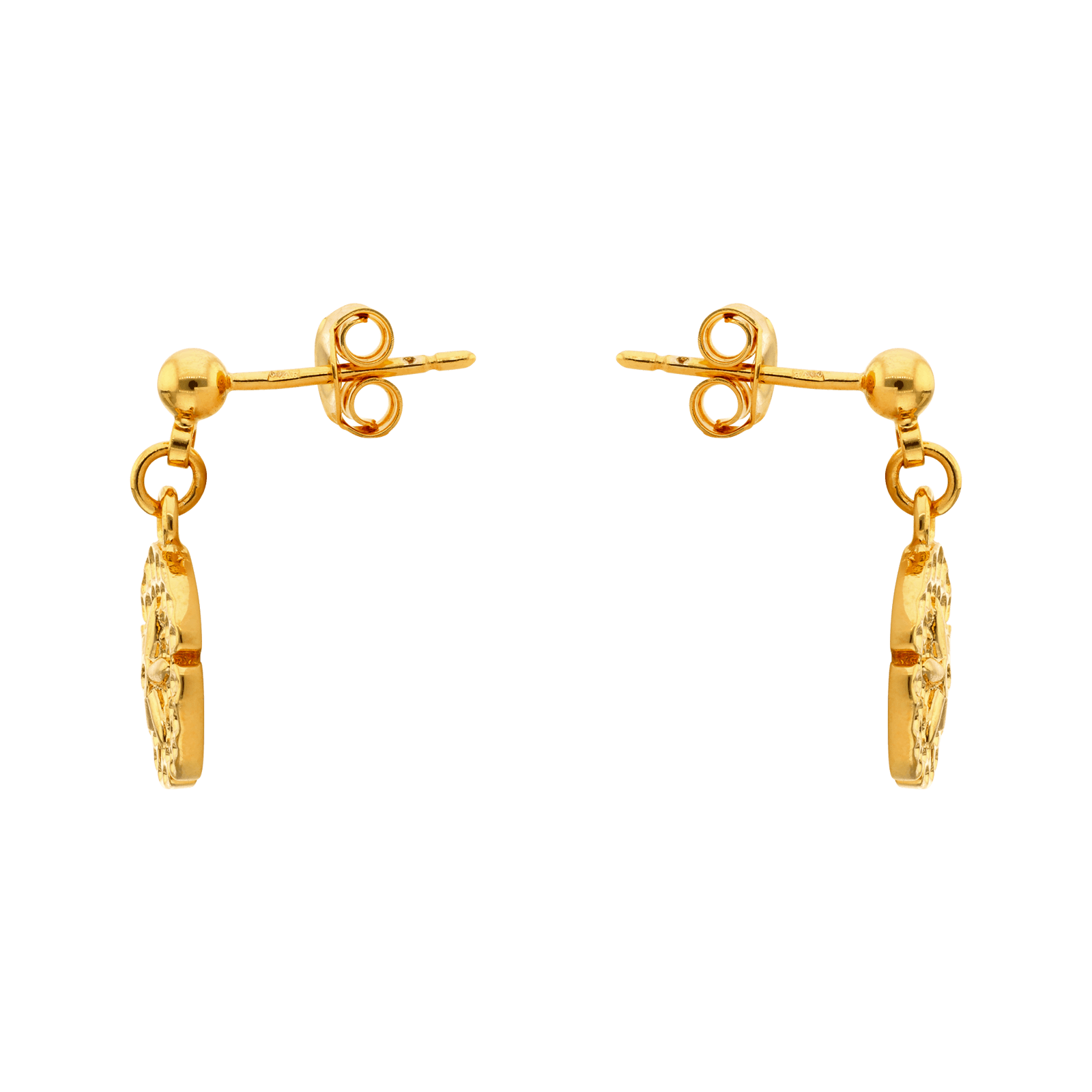 Boucles d'Oreilles Plaqué or Pendentif Dollar des Sables Oxyde de Zirconium bleu ciel