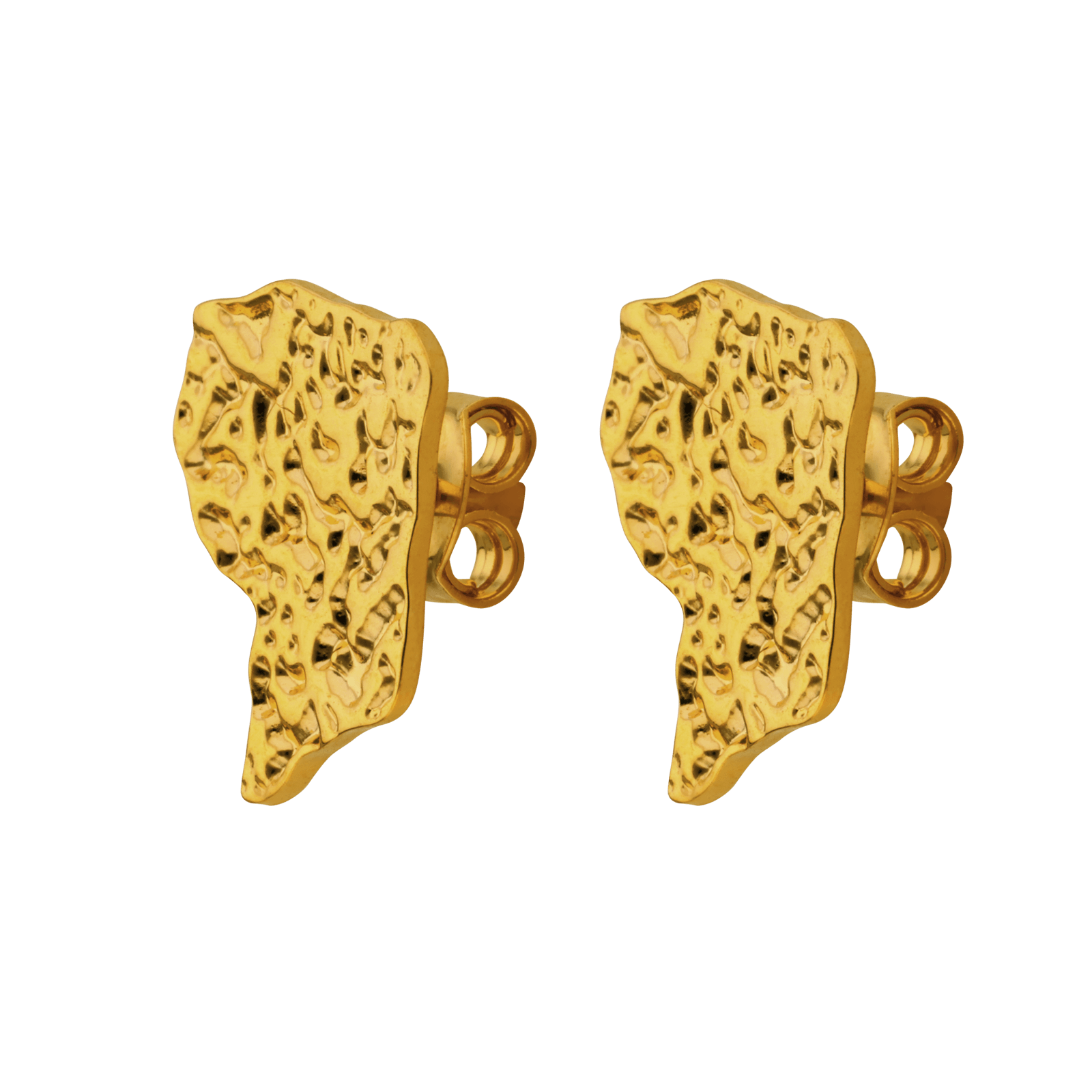 Boucles d'Oreilles Plaqué or Carte Guyane Martelé 12mm