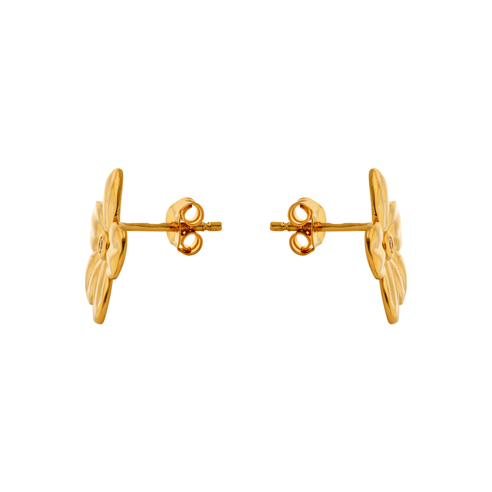 boucle d'oreille Plaque Or fleur 1 Oxyde de Zirconium