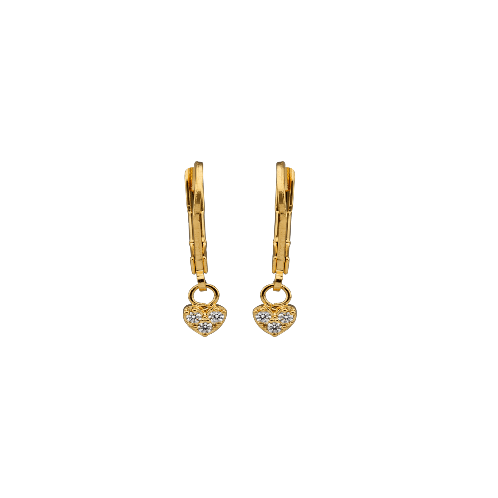 Boucles D'oreilles Cœur 5mm Zircon Pendant 22mmm Plaqué Or