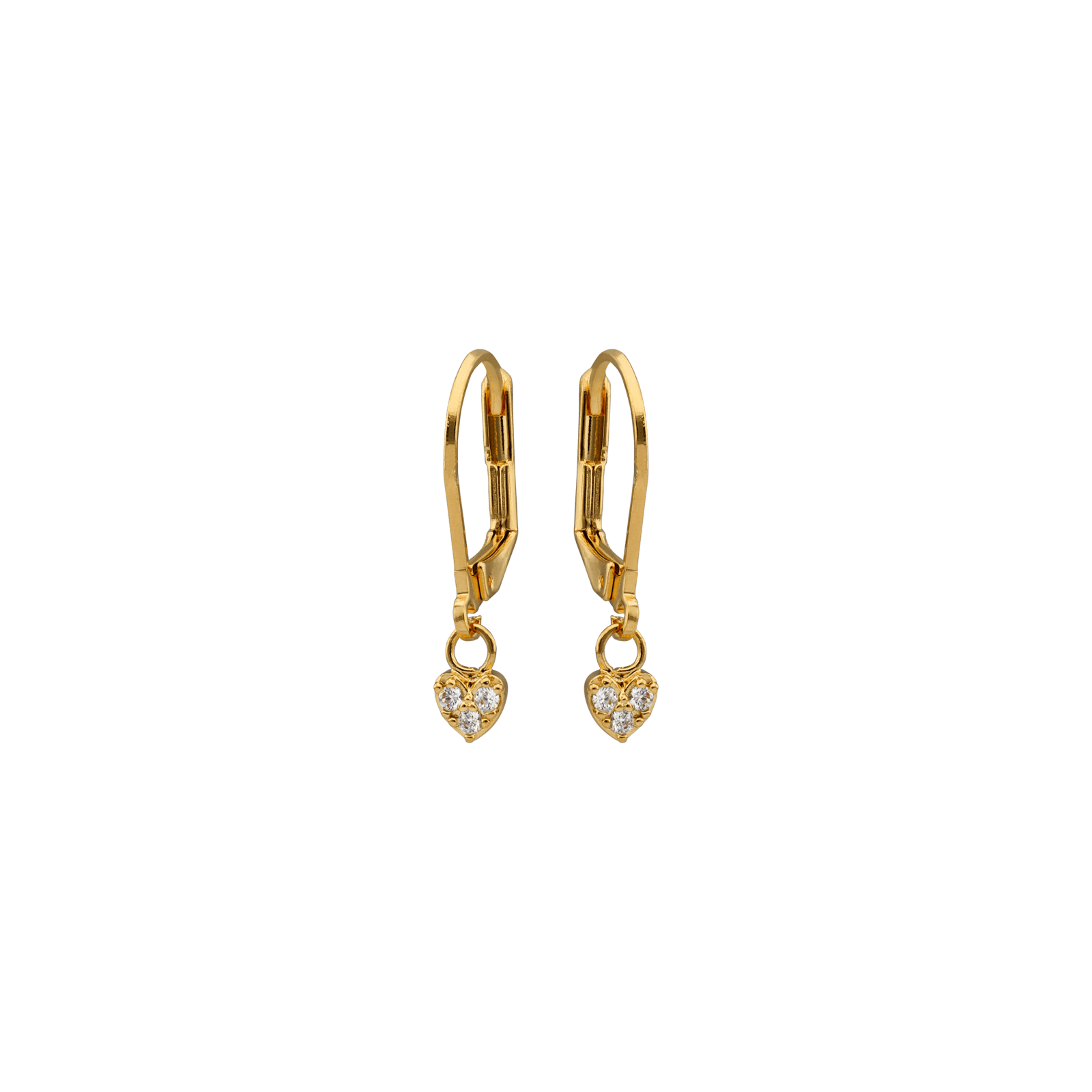 Boucles D'oreilles Cœur 5mm Zircon Pendant 22mmm Plaqué Or