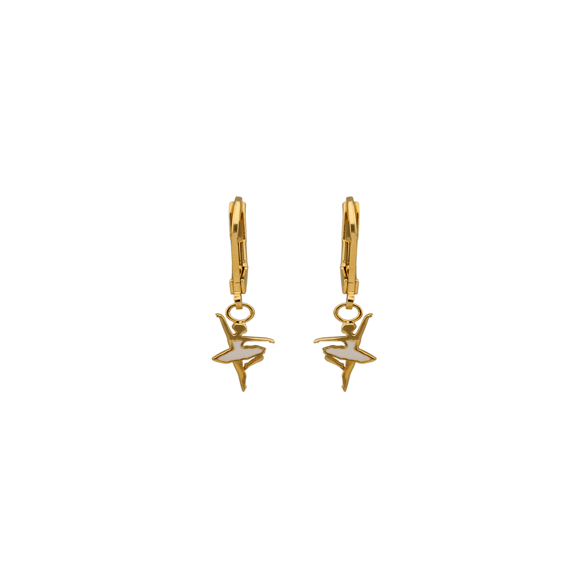 Boucles D'oreilles Plaqué Or Danseuse Email Rose Poudré 8*16mm Pendant 30mm