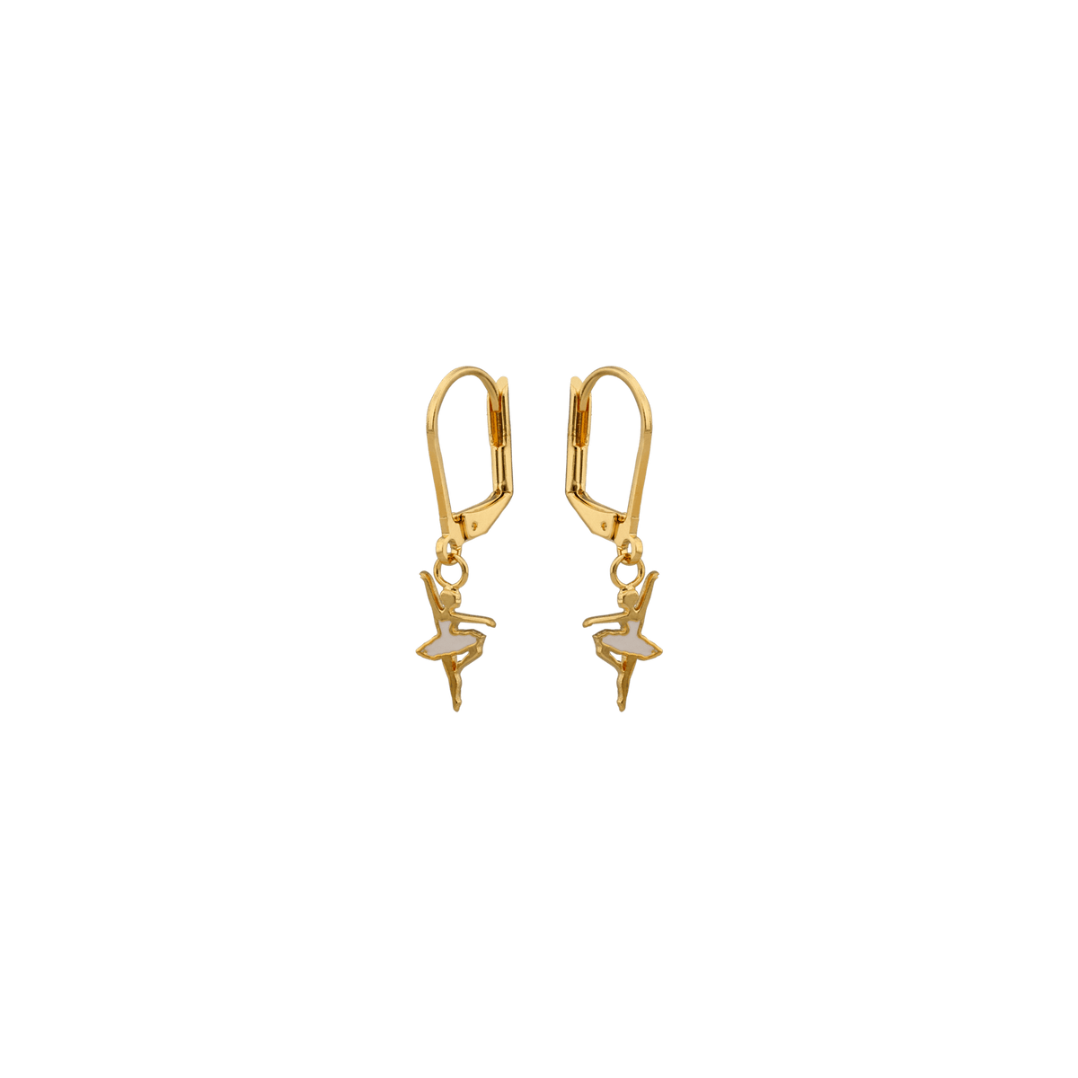 Boucles D'oreilles Plaqué Or Danseuse Email Rose Poudré 8*16mm Pendant 30mm