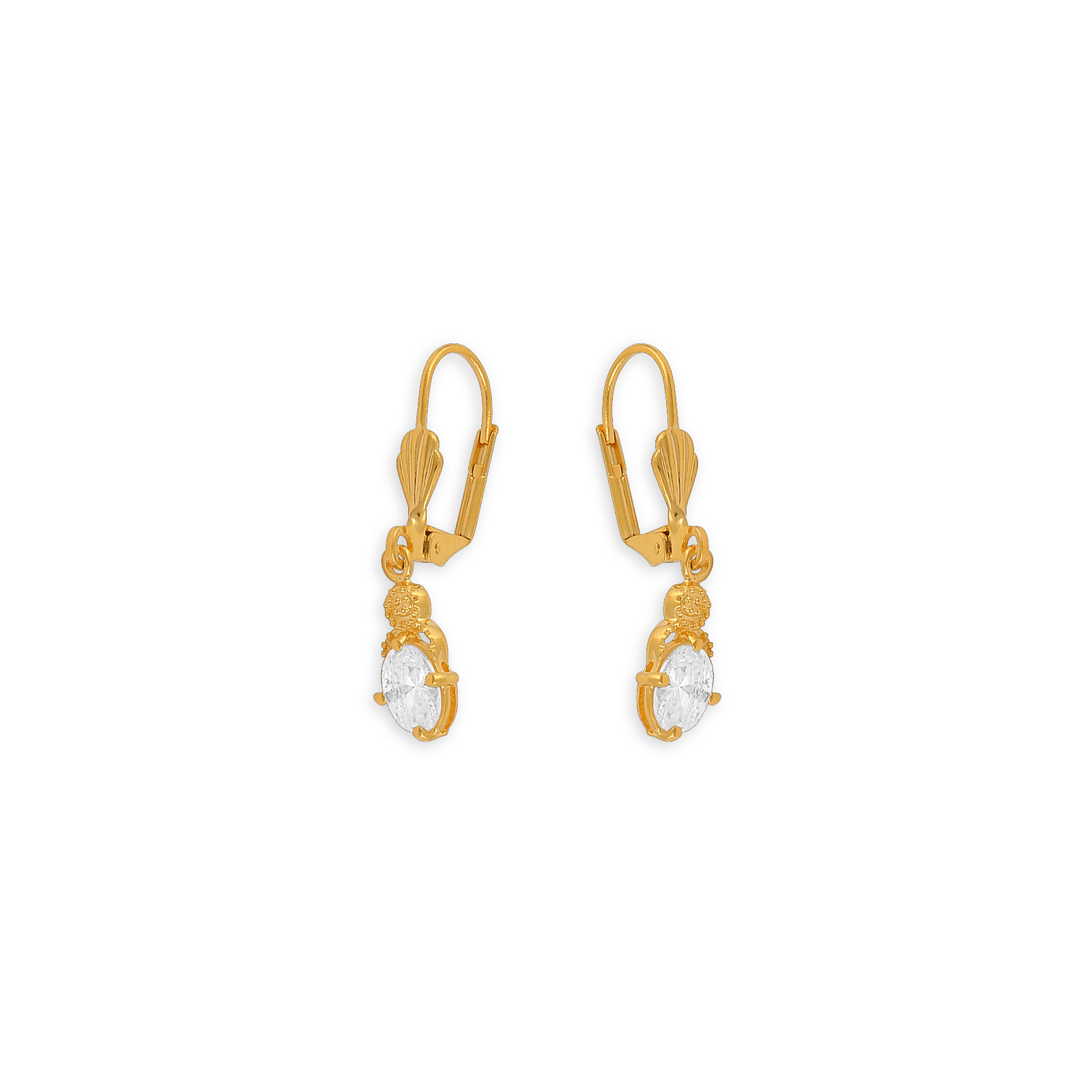 Boucles D'oreilles Plaqué Or Pendant 30mm Äu Total Zirconium Navette 5*8mm
