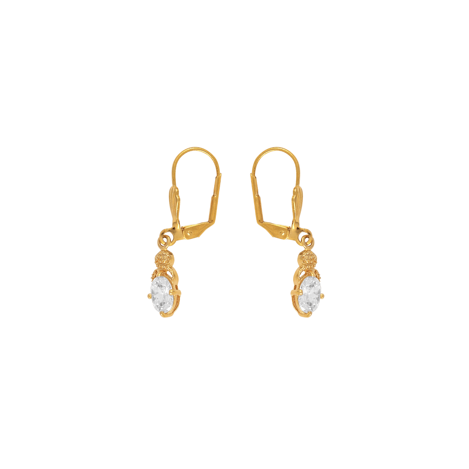Boucles D'oreilles Plaqué Or Pendant 30mm Äu Total Zirconium Navette 5*8mm
