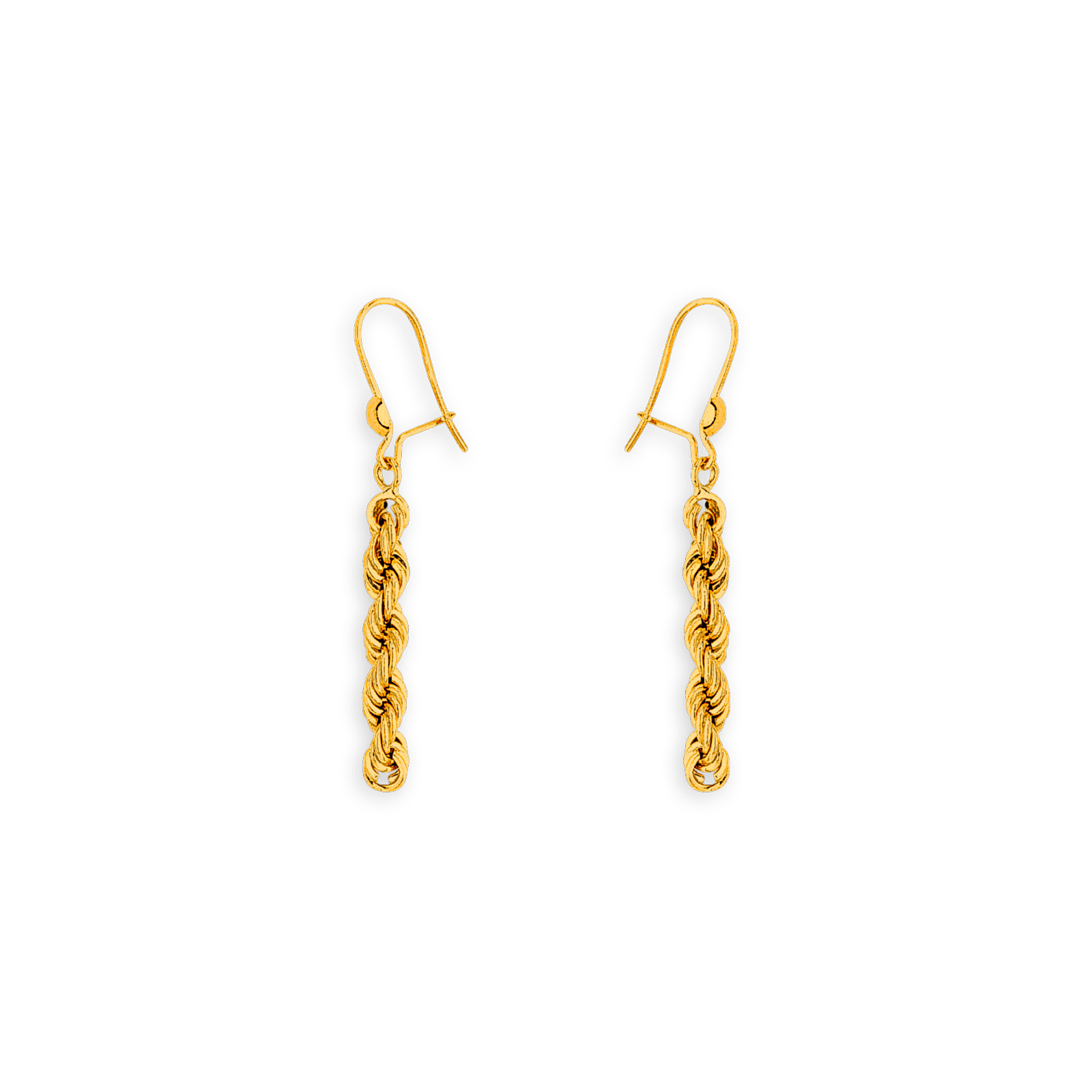 Boucles D'oreilles Or750 Pendant 45mm Au Total Maille Corde 5mm