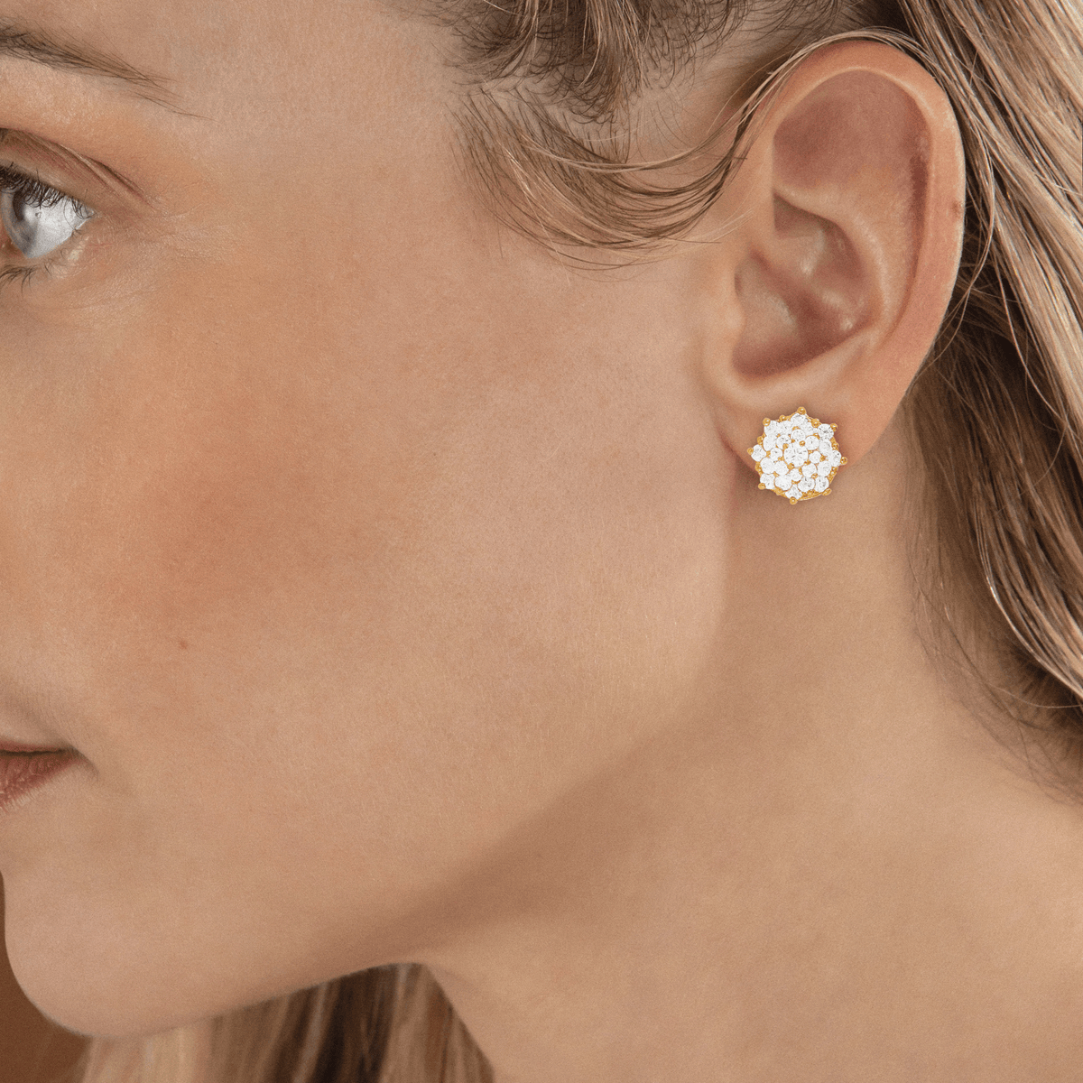 Boucles D'oreilles Plaqué Or Chou Zirconium 10mm