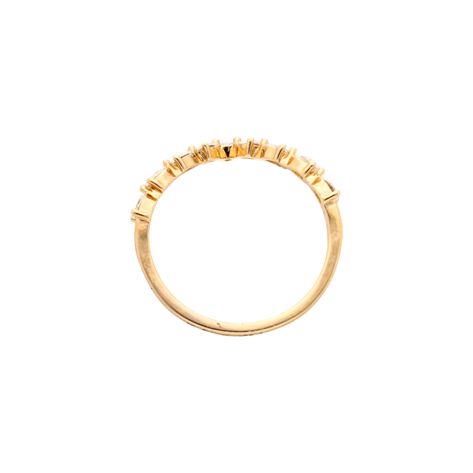 Bague Plaqué or forme V oxydes blancs serti griffes