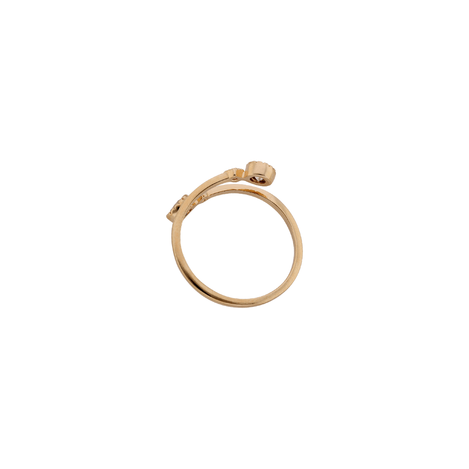 Bague Plaqué or ouverte spirale Oxydes blancs Serti clos
