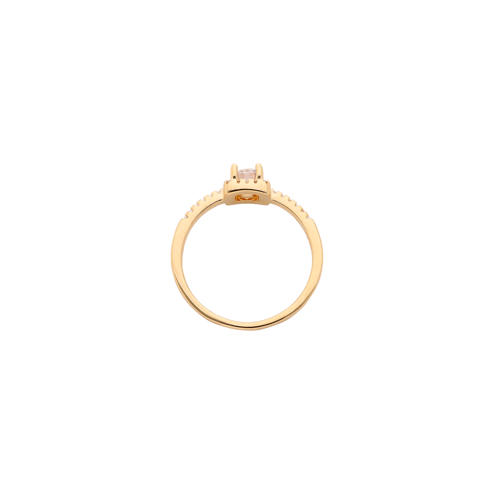 Bague Plaqué or solitaire forme carrée Oxydes