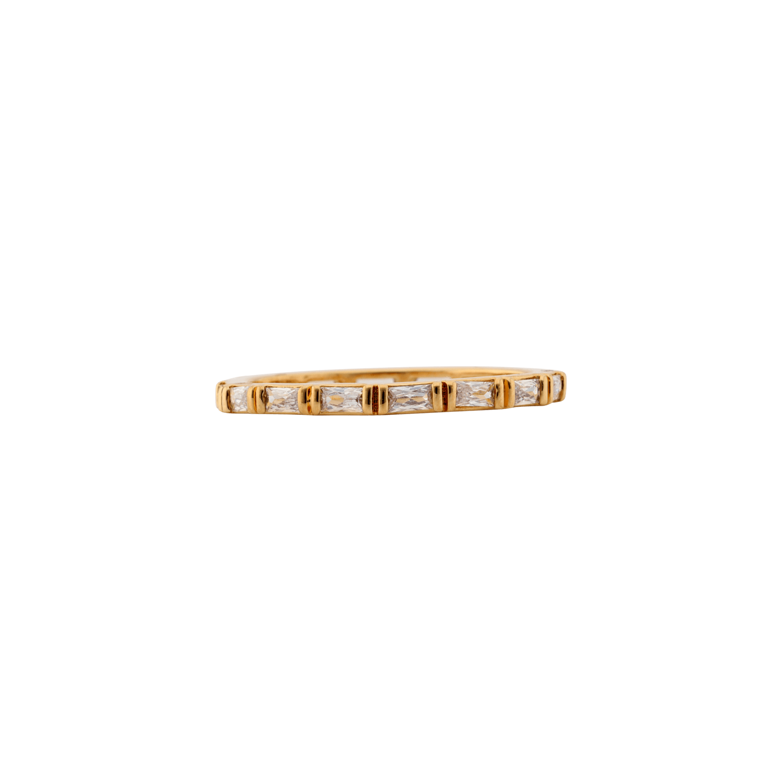 Bague Plaqué or alliance motif rectangle Oxydes