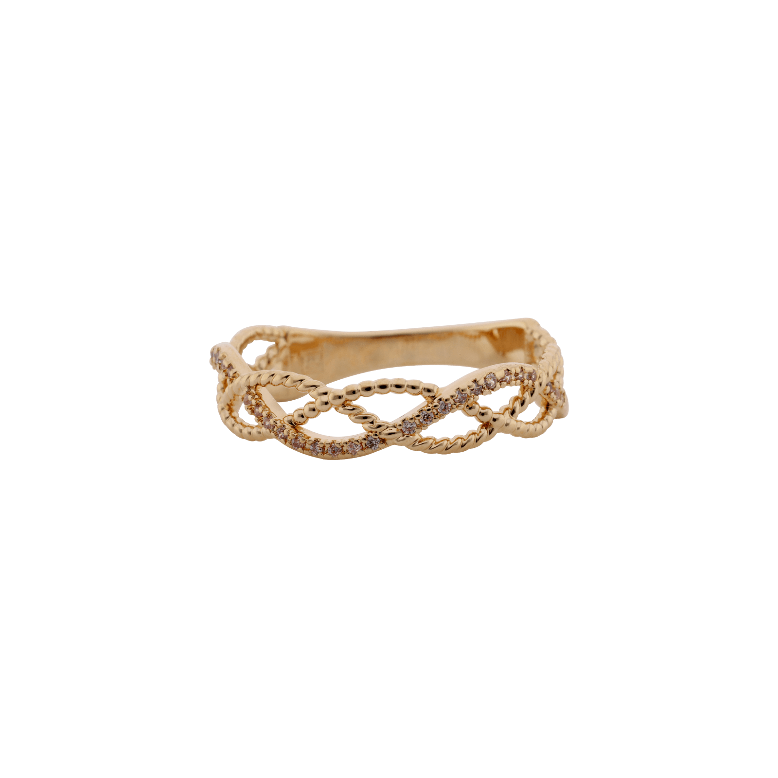Bague Plaqué or entrelacés Oxydes blancs