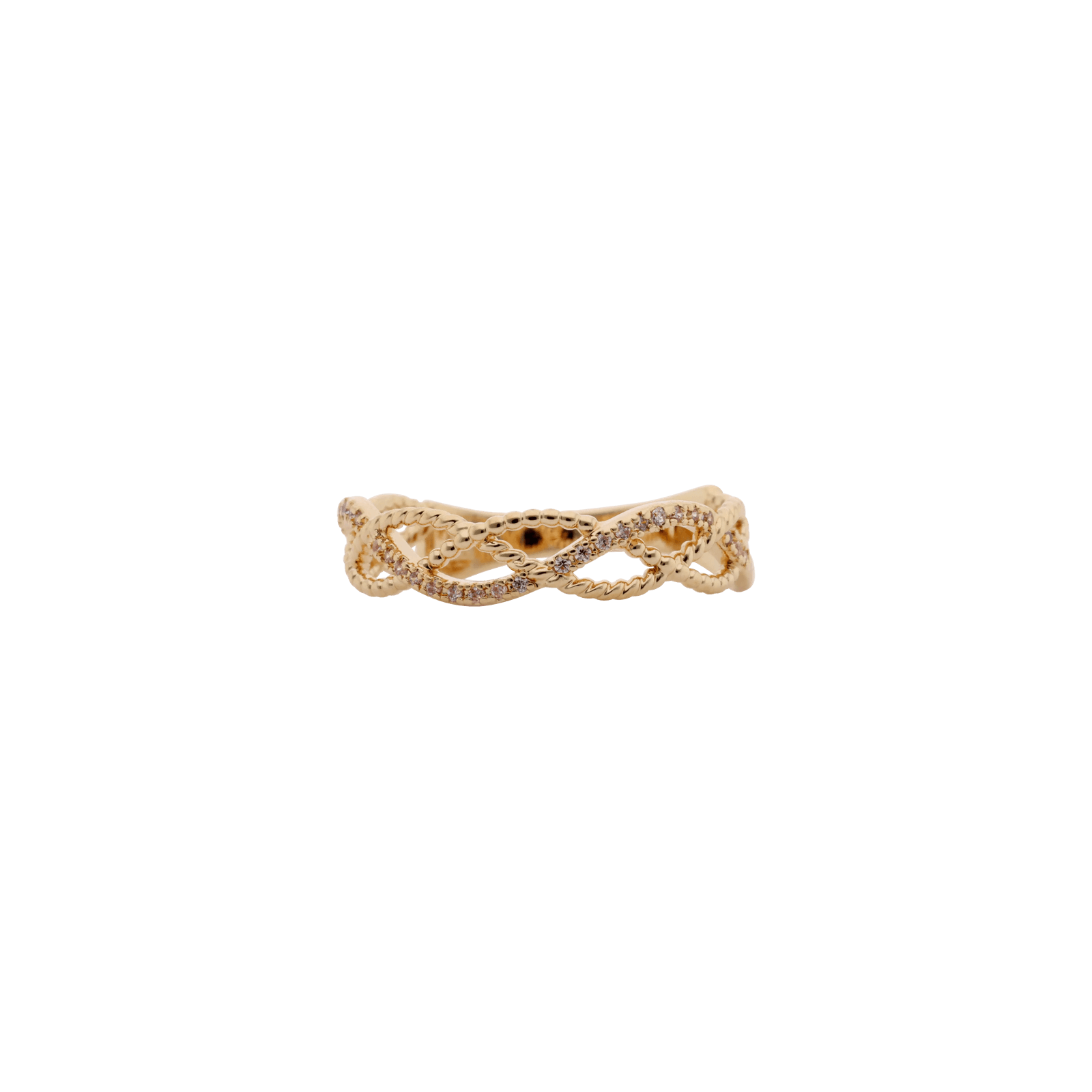 Bague Plaqué or entrelacés Oxydes blancs