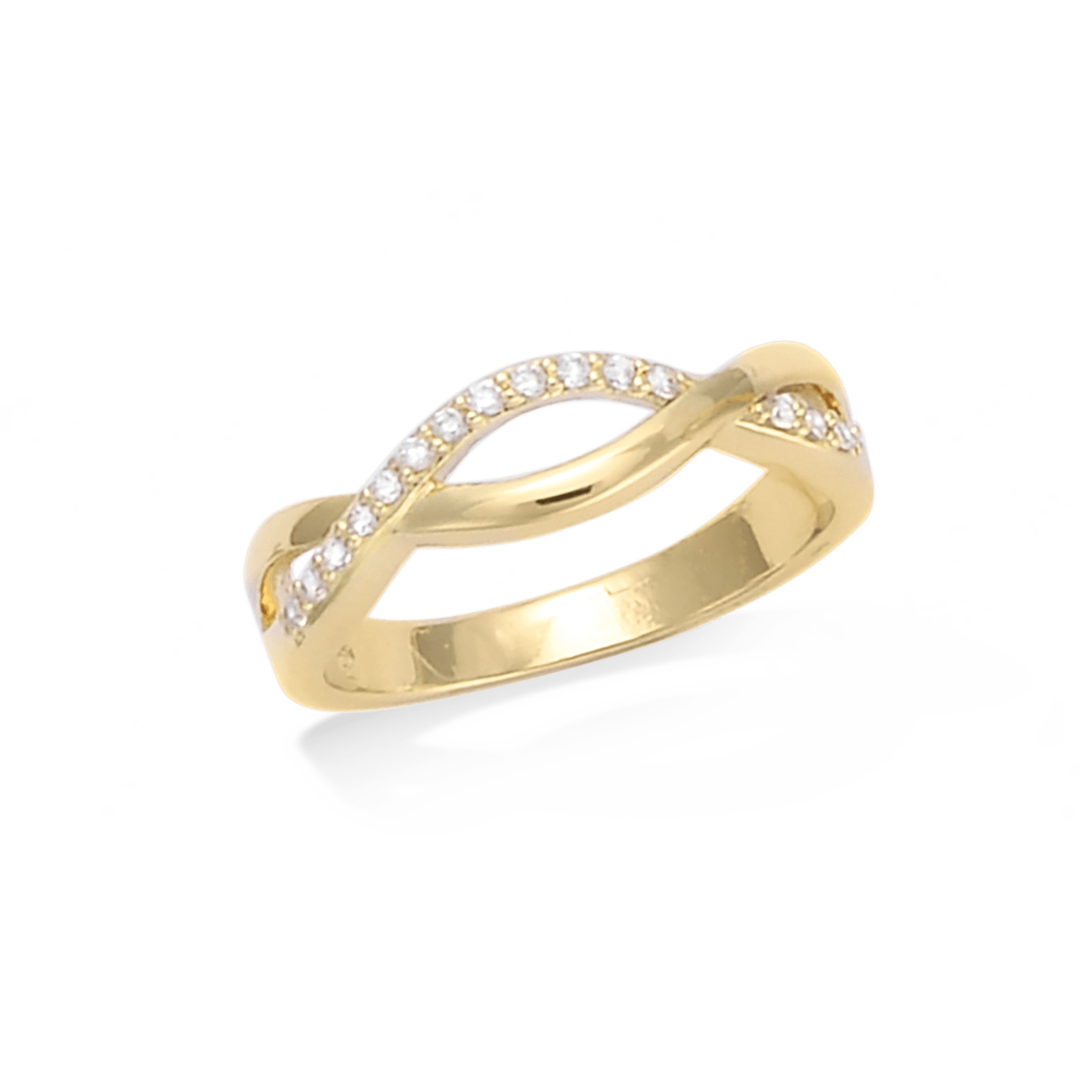 Bague Plaqué or tresse Oxydes blancs