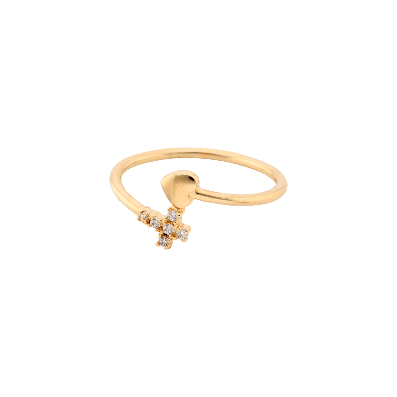 Bague Plaqué or motif croix et coeur Oxydes blancs