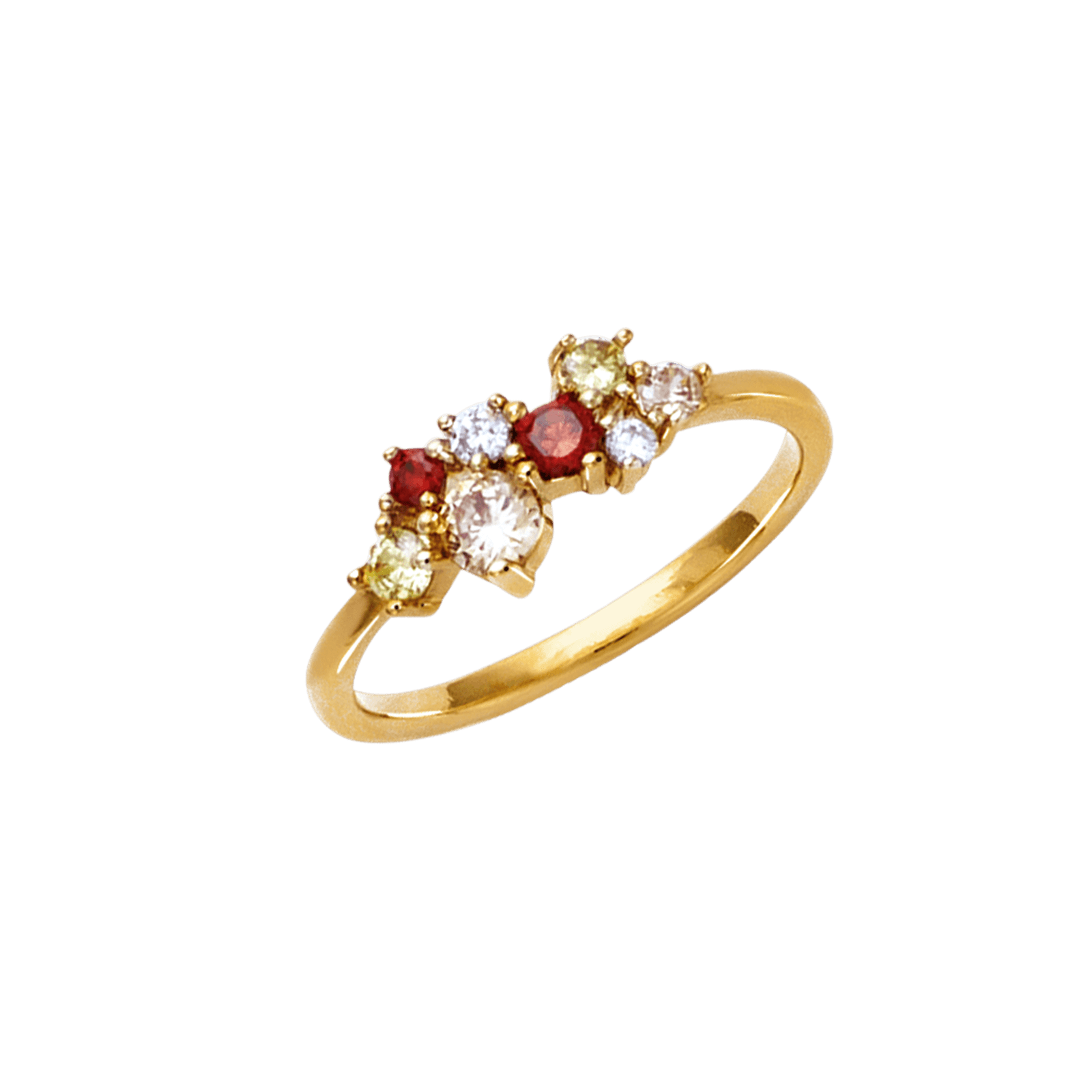 Bague Plaqué or cluster pierre multicolor