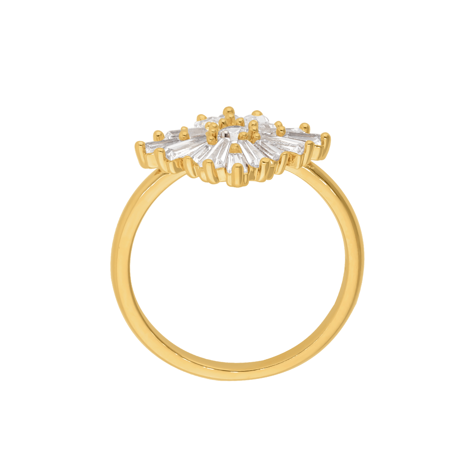 Bague plaqué or fleur barrette oxydes blancs