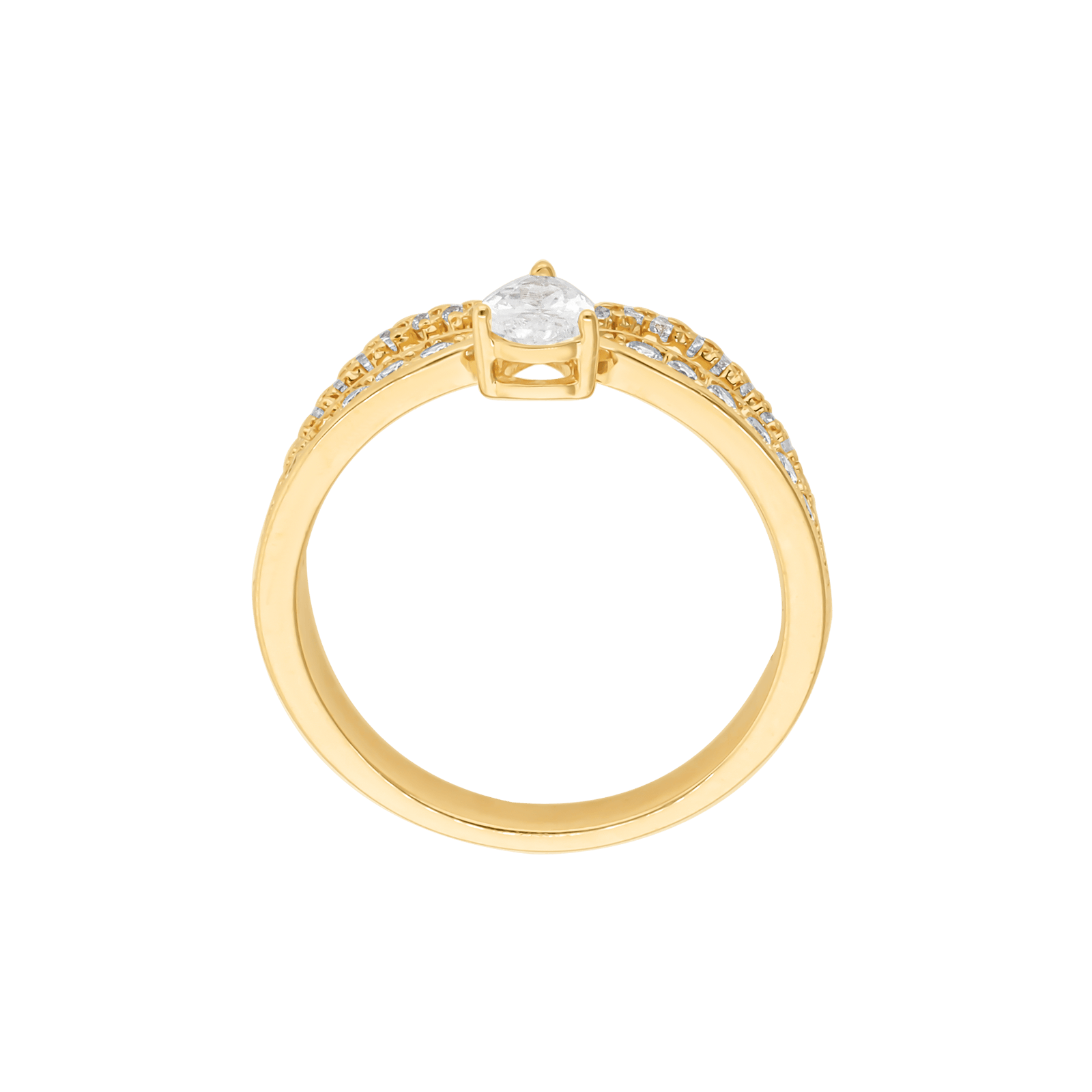 Bague Plaqué or forme goutte Oxydes blancs