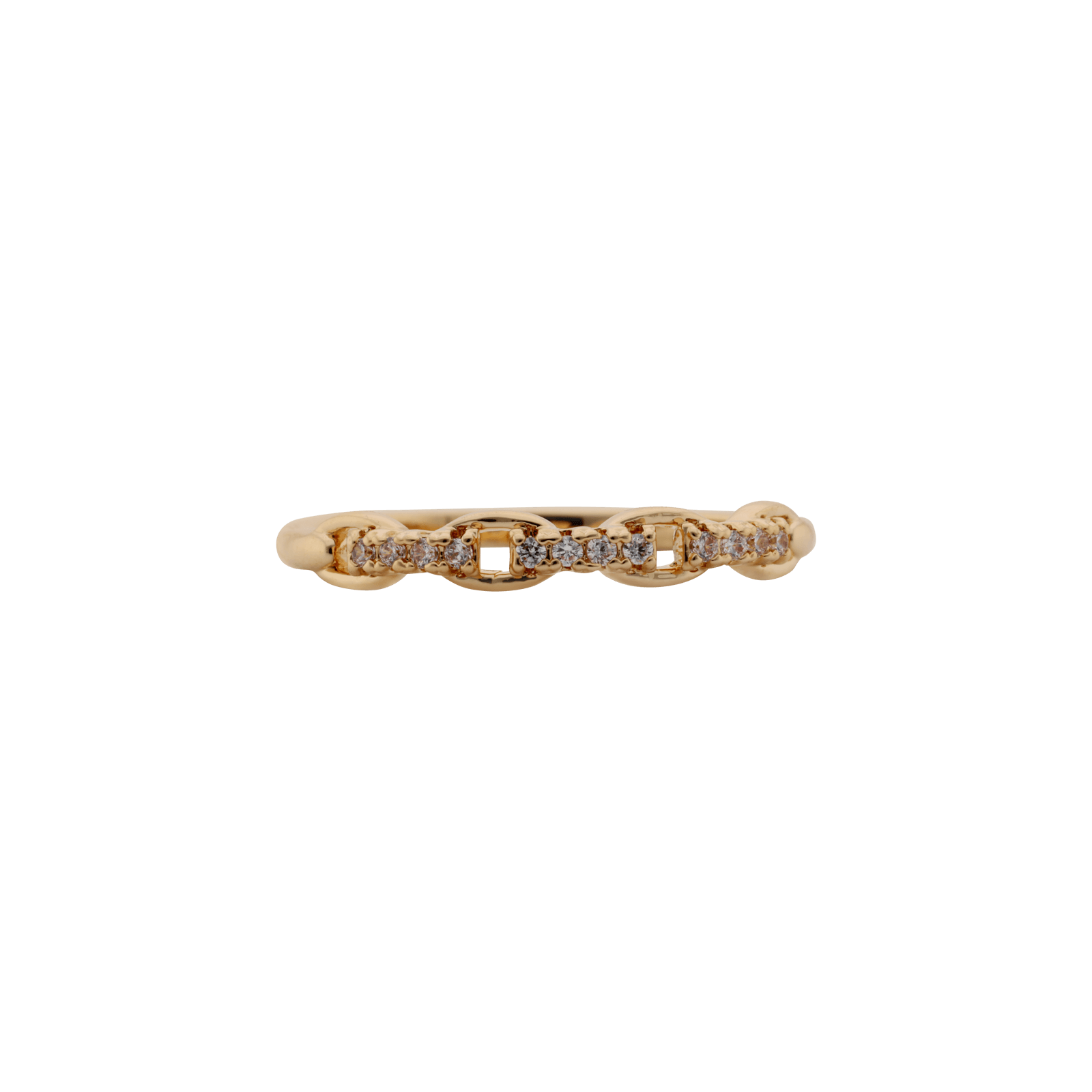 Bague Plaqué or maille plus Oxydes blancs