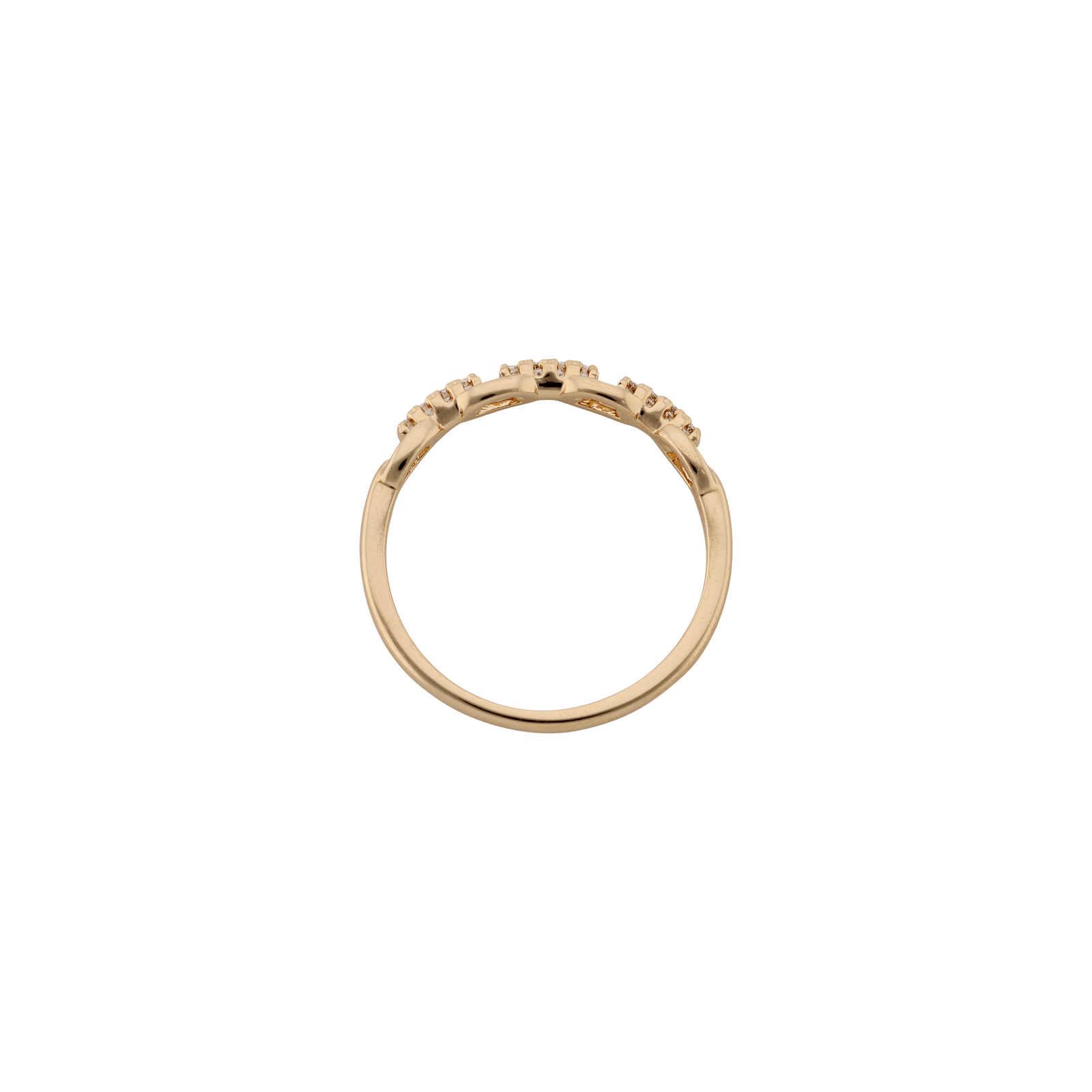 Bague Plaqué or maille plus Oxydes blancs