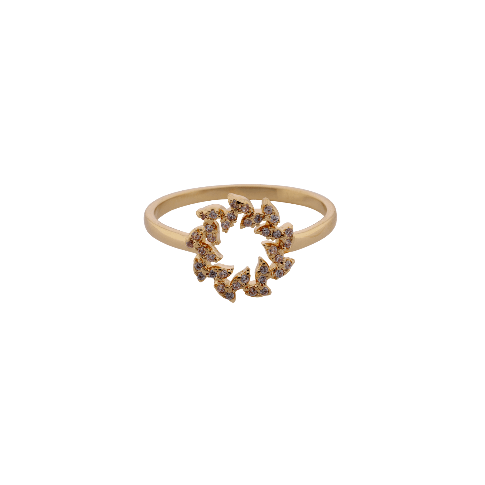 Bague Plaqué or cercle évidé Oxydes blancs Serti griffes