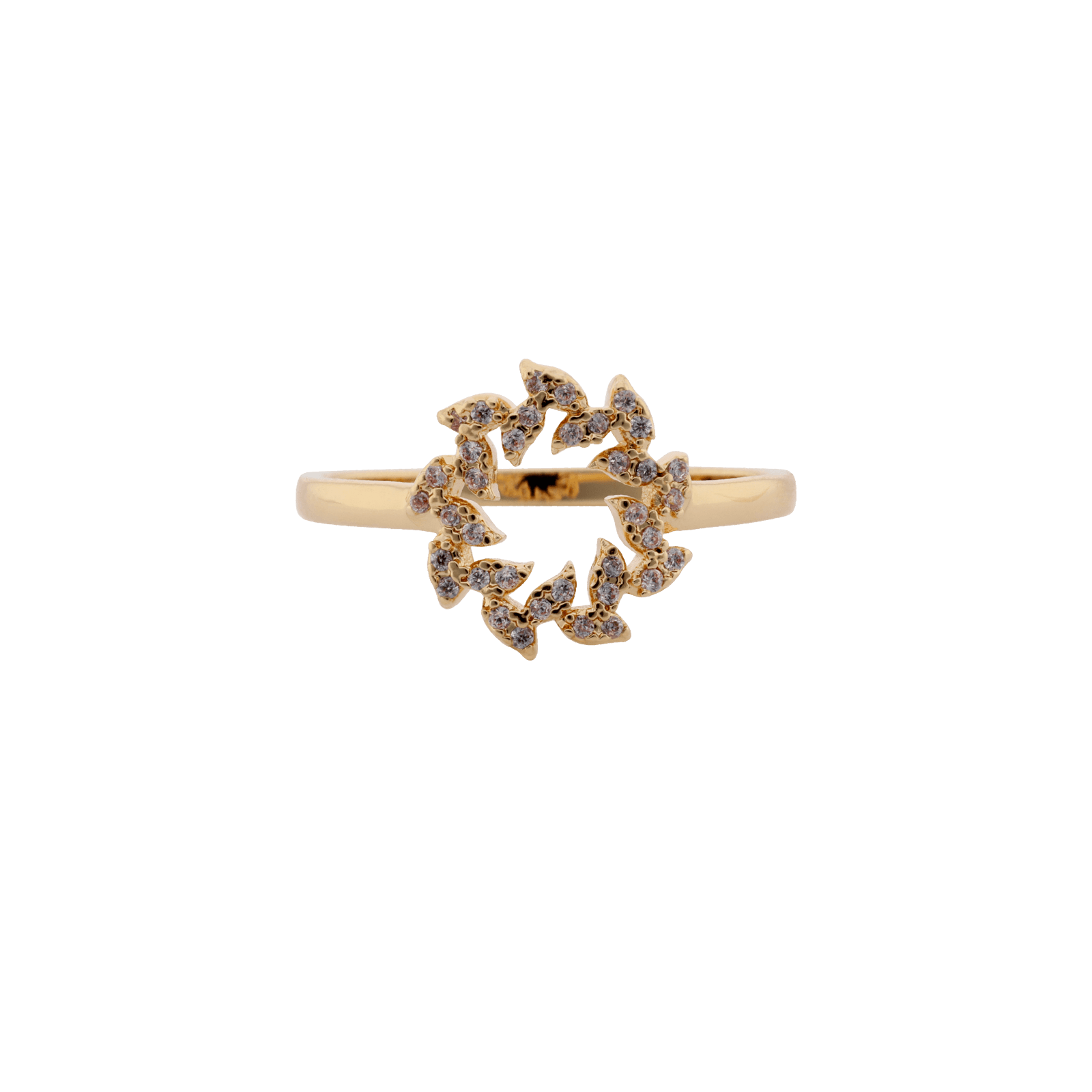 Bague Plaqué or cercle évidé Oxydes blancs Serti griffes